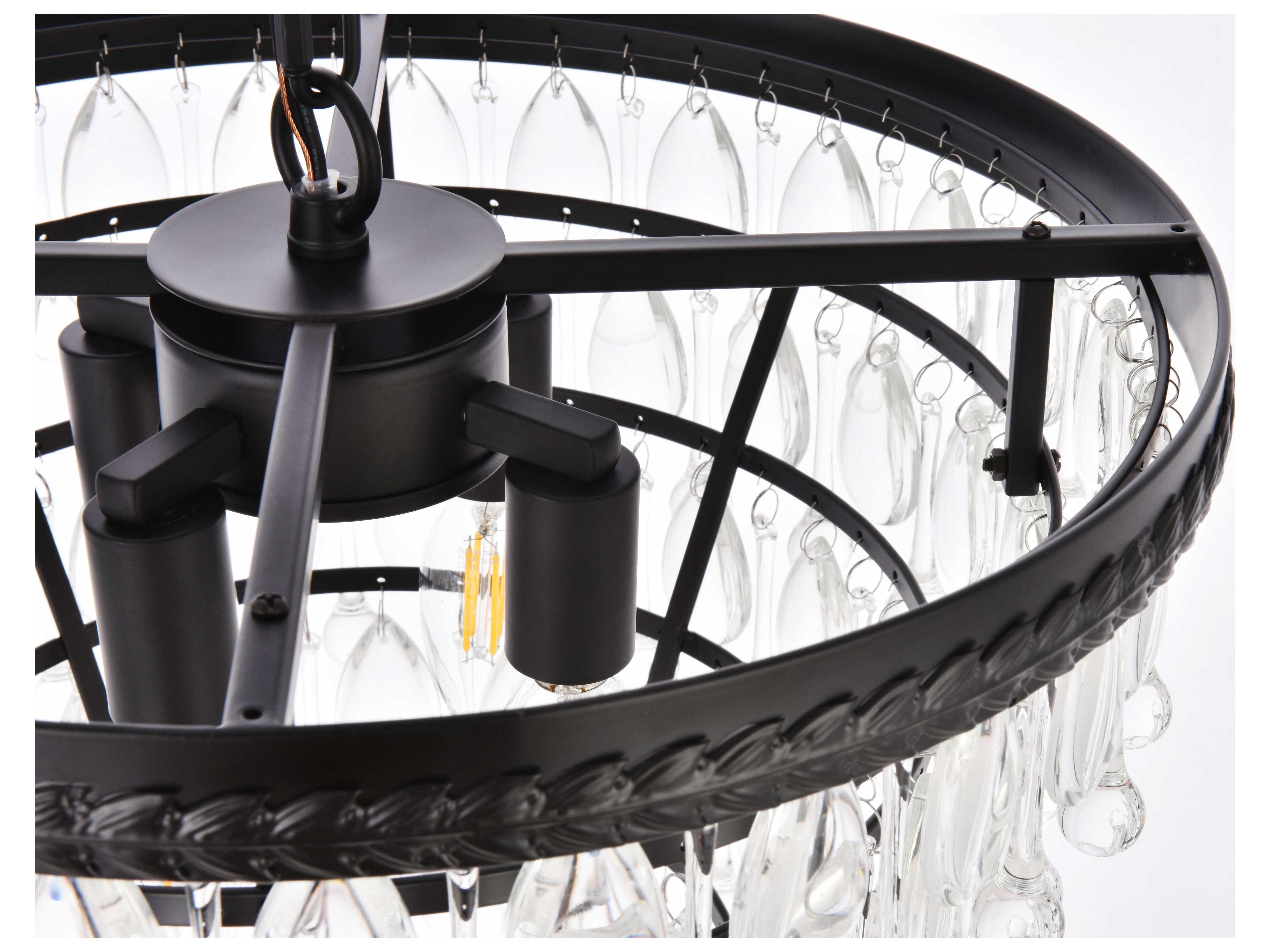 Elegant Lighting Nordic 4-Light Black And Clear Crystal Glass Pendant