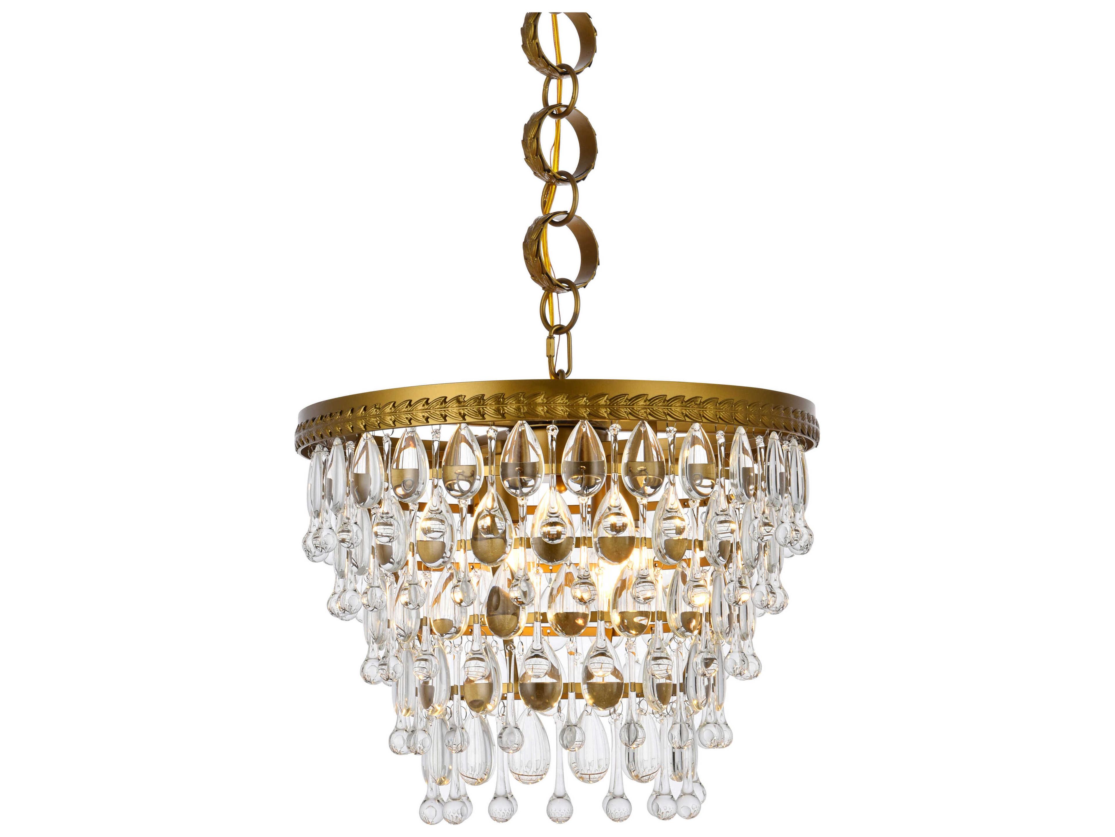 Elegant Lighting Nordic 4-Light Brass And Clear Crystal Glass Pendant