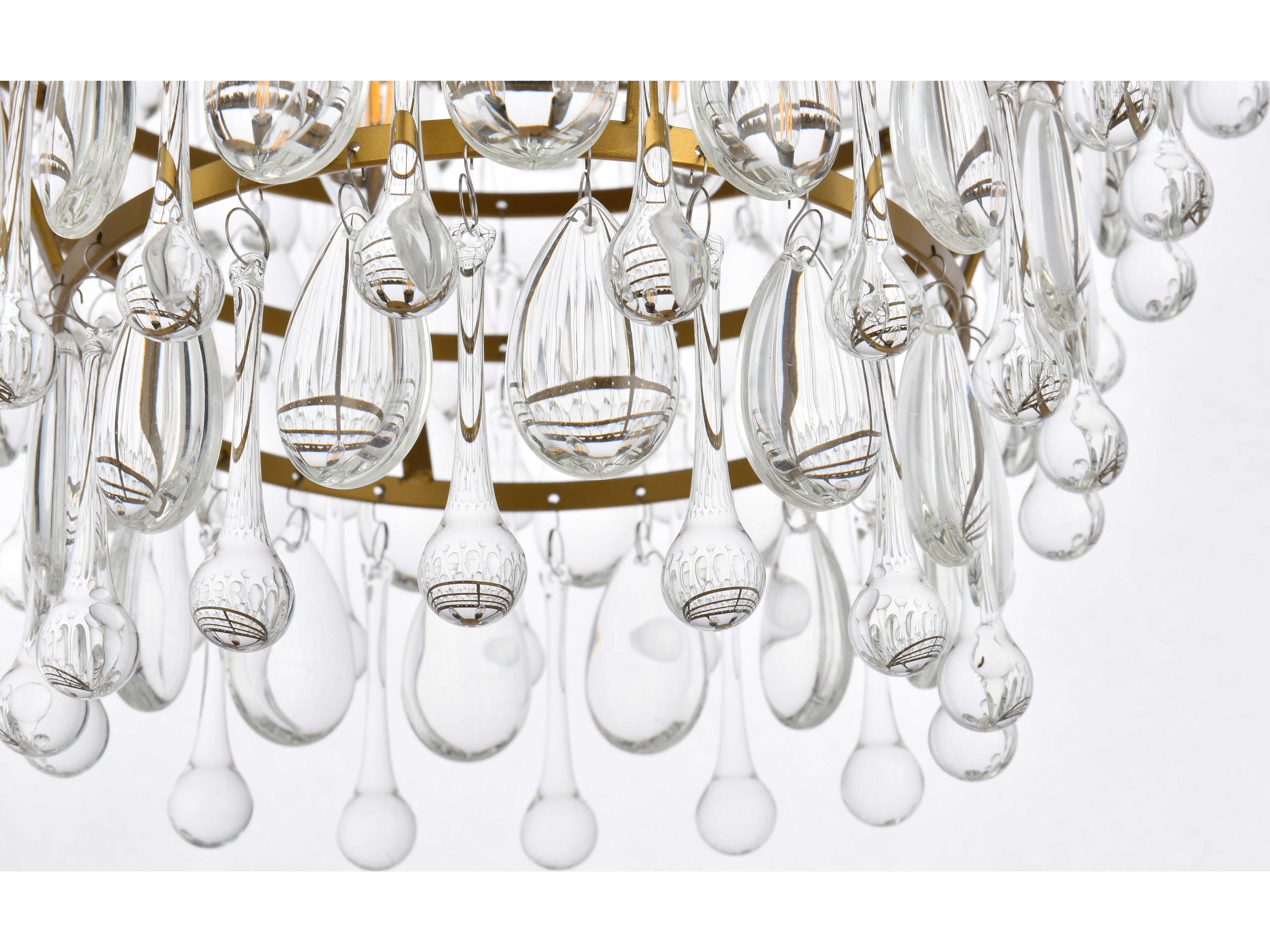Elegant Lighting Nordic 4-Light Brass And Clear Crystal Glass Pendant