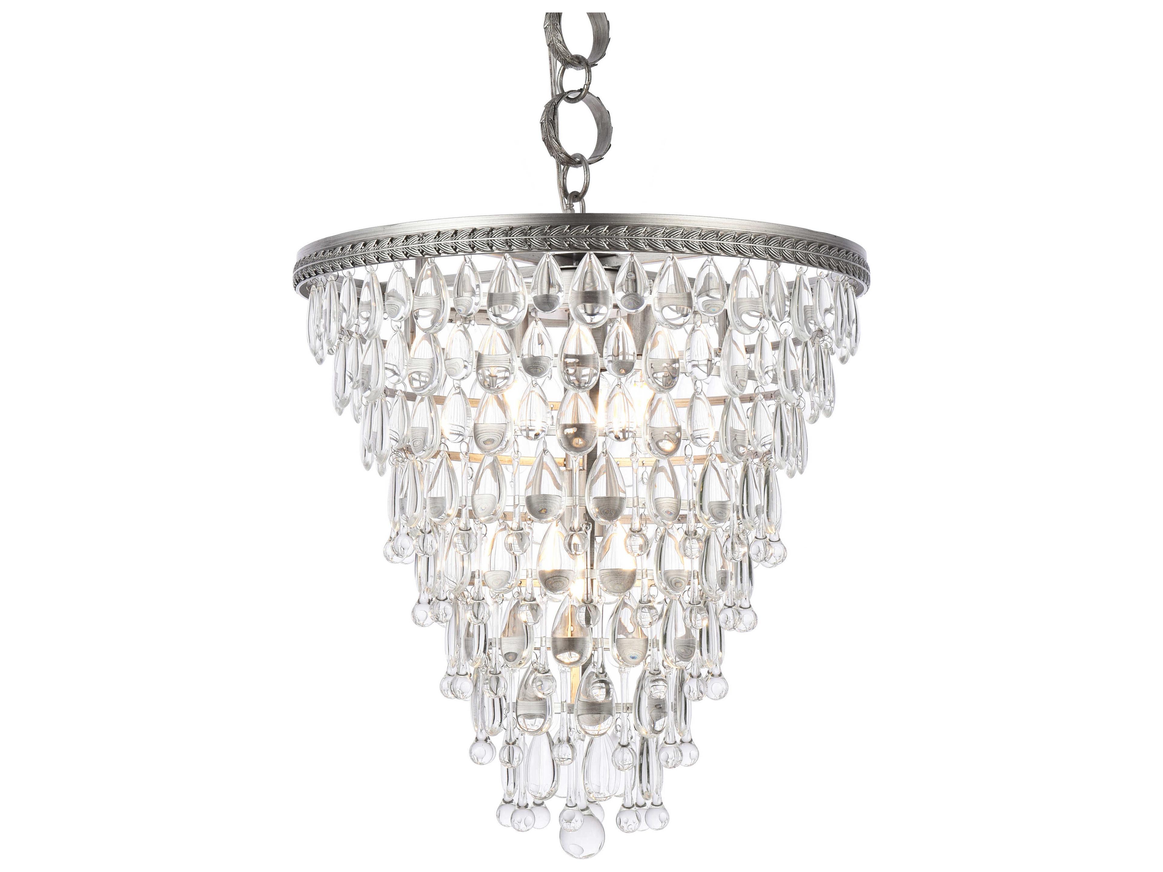 Elegant Lighting Nordic 5-Light Antique Silver Clear Crystal Empire Pendant