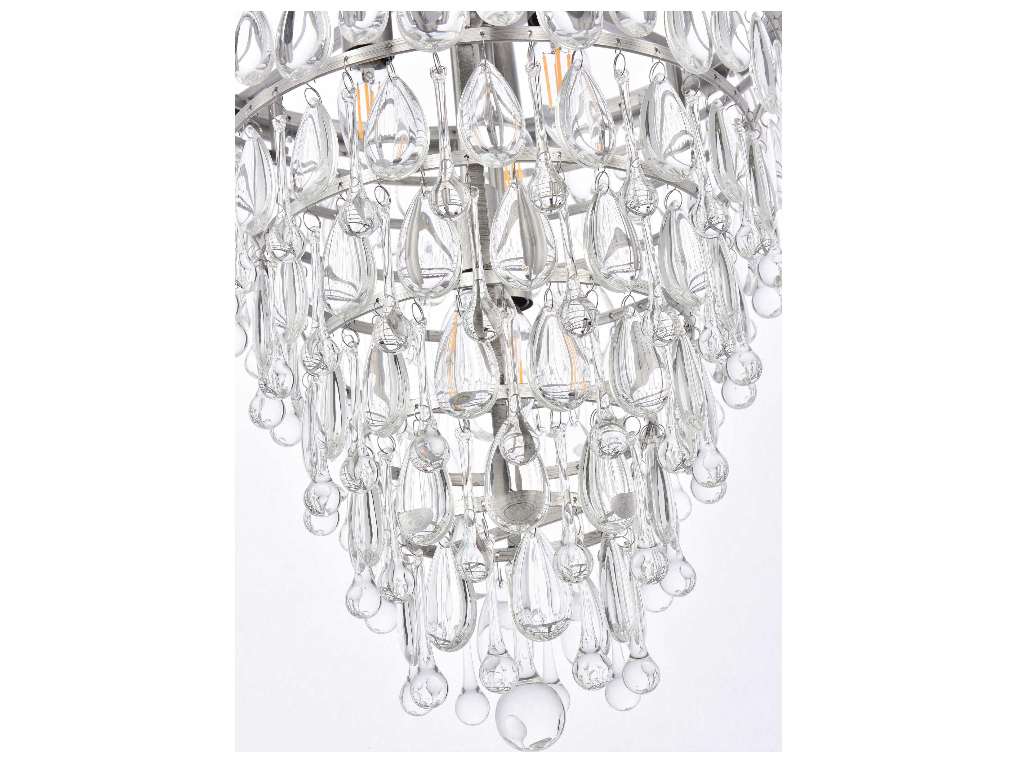 Elegant Lighting Nordic 5-Light Antique Silver Clear Crystal Empire Pendant