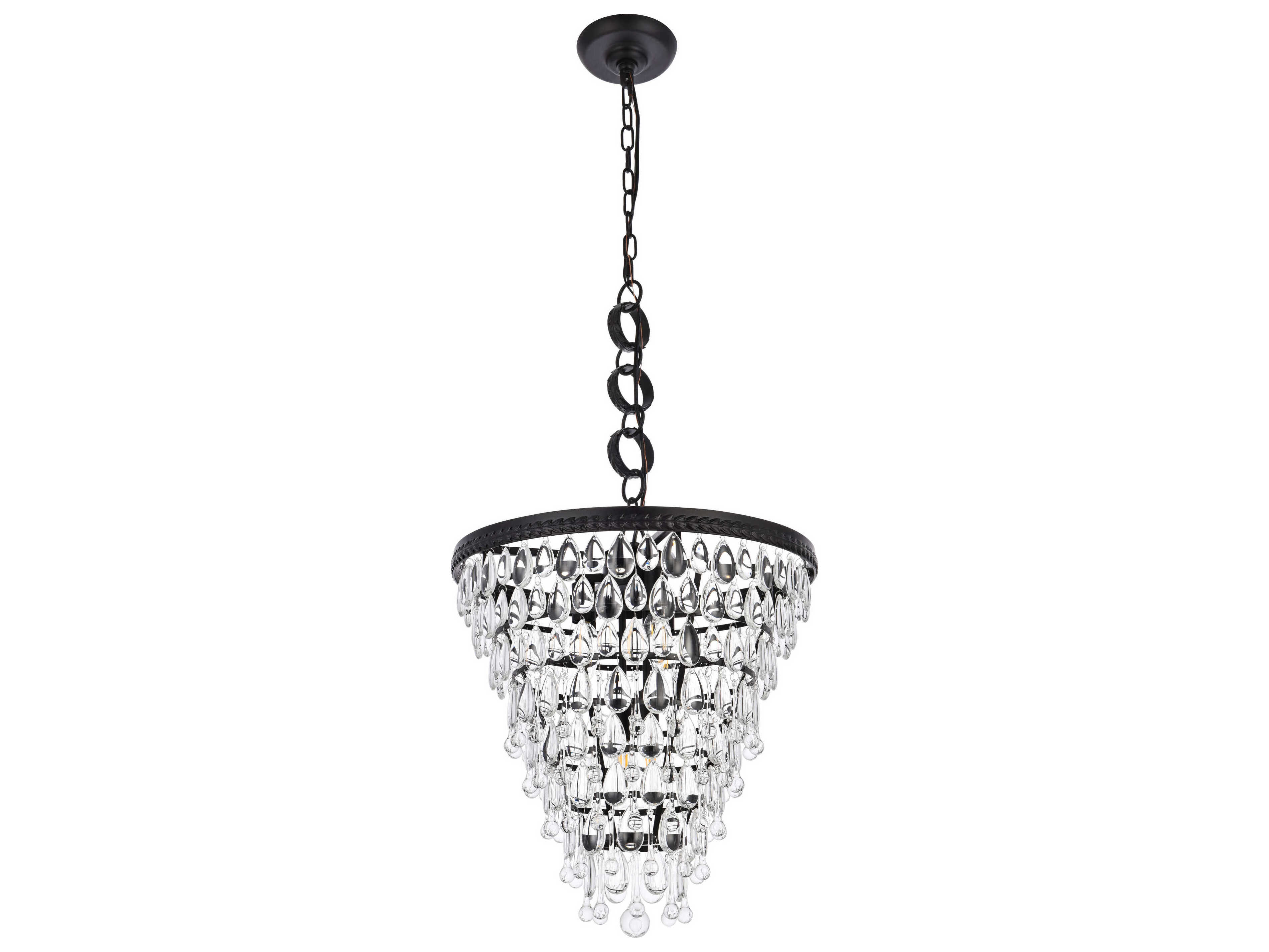 Elegant Lighting Nordic 5-Light Black And Clear Crystal Glass Pendant