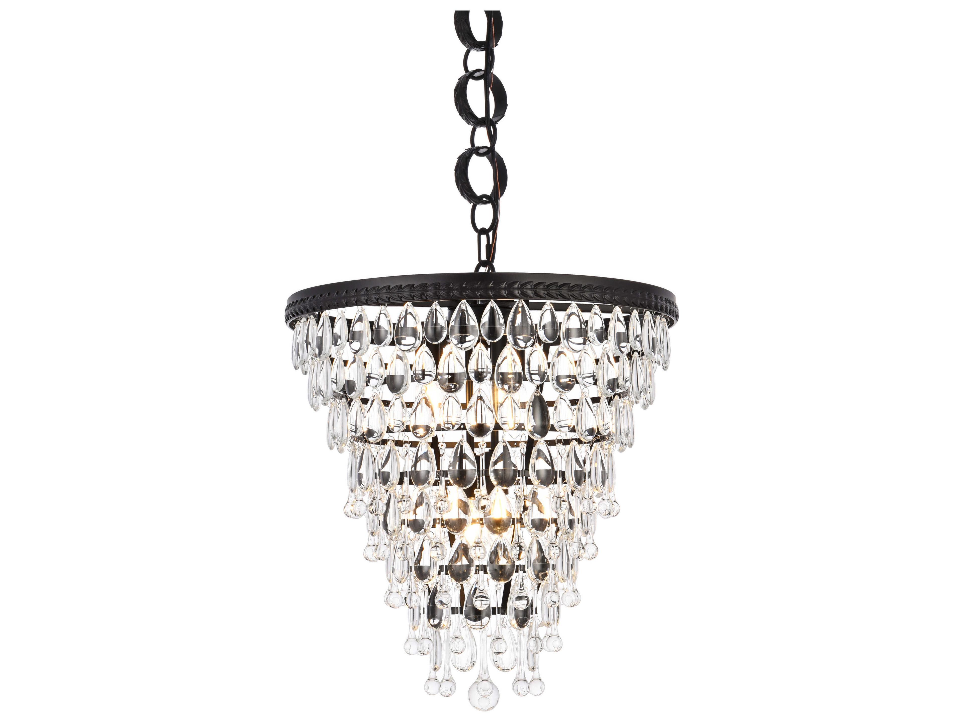 Elegant Lighting Nordic 5-Light Black And Clear Crystal Glass Pendant