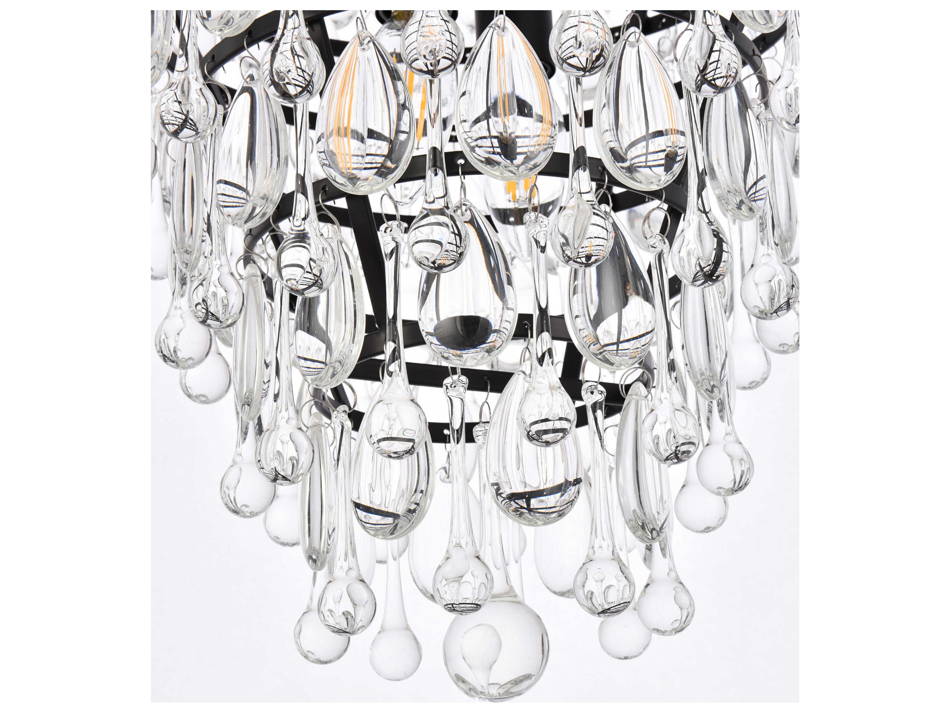 Elegant Lighting Nordic 5-Light Black And Clear Crystal Glass Pendant