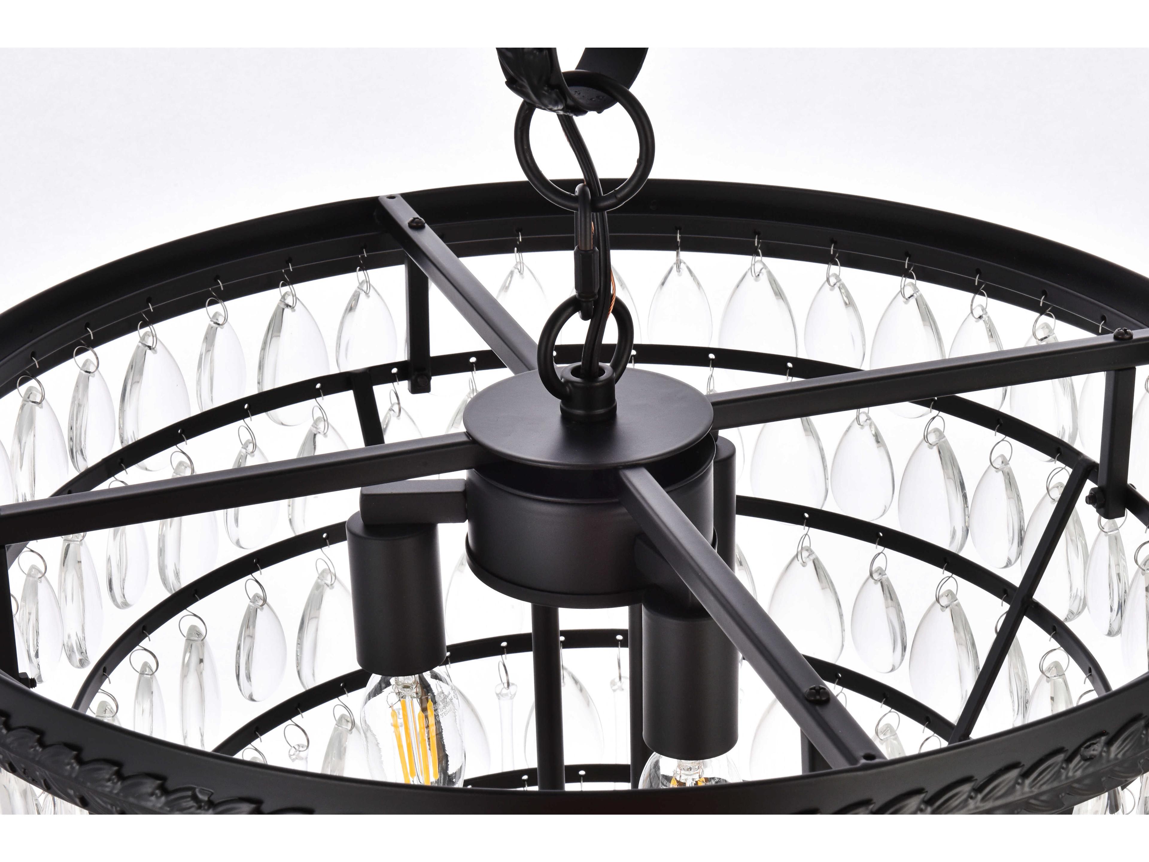 Elegant Lighting Nordic 5-Light Black And Clear Crystal Glass Pendant