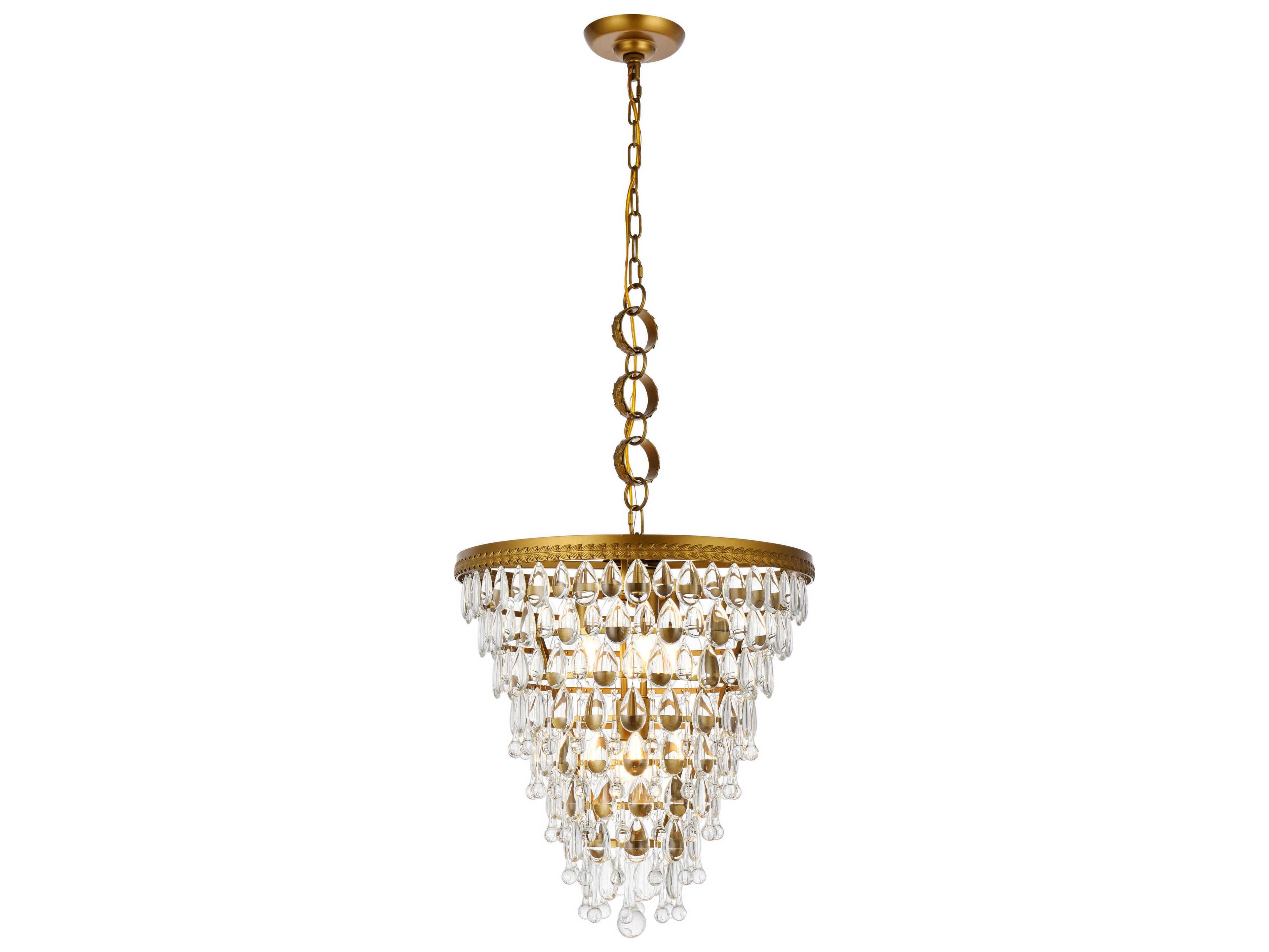 Elegant Lighting Nordic 5-Light Brass And Clear Crystal Glass Pendant