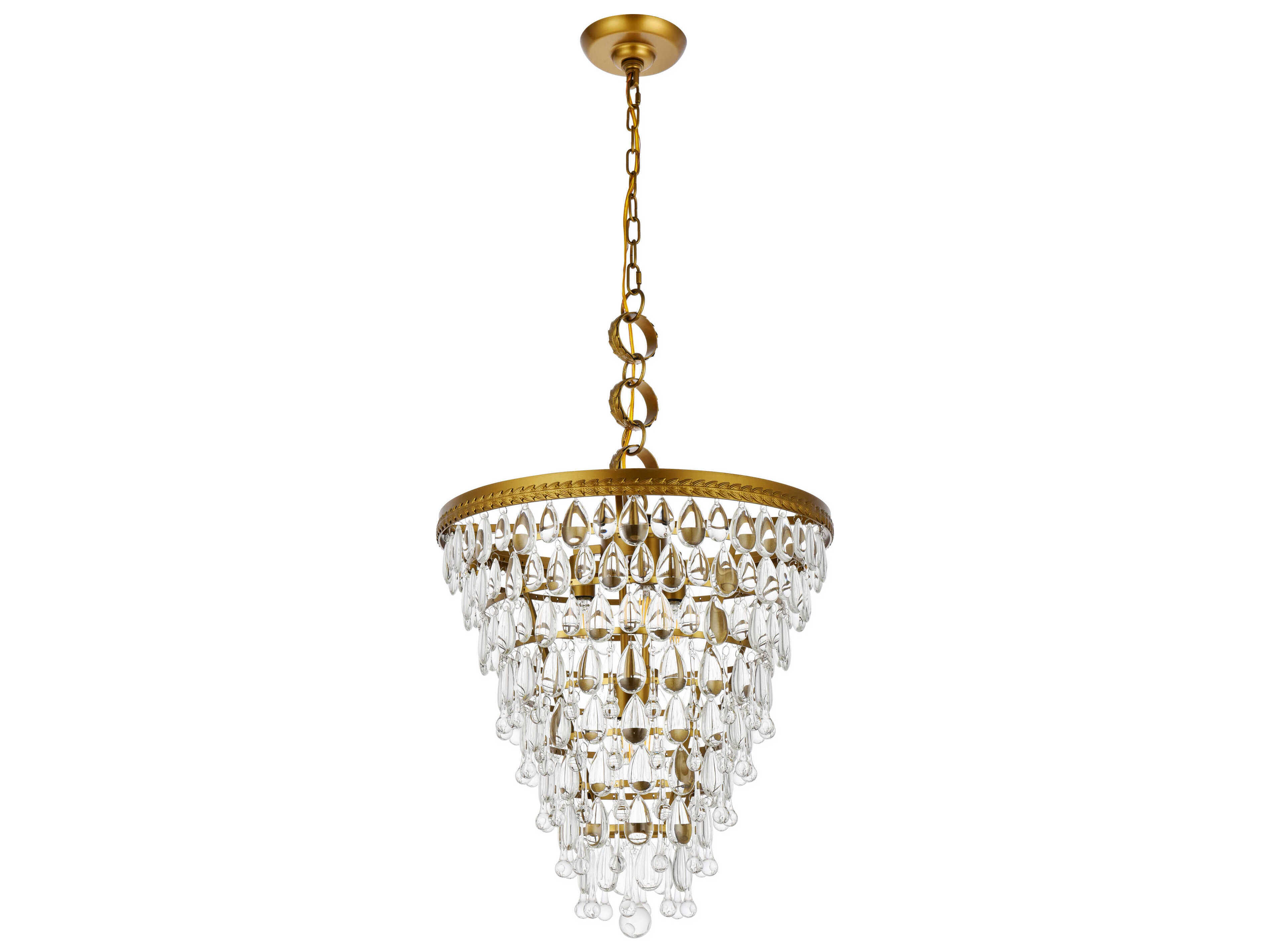 Elegant Lighting Nordic 5-Light Brass And Clear Crystal Glass Pendant