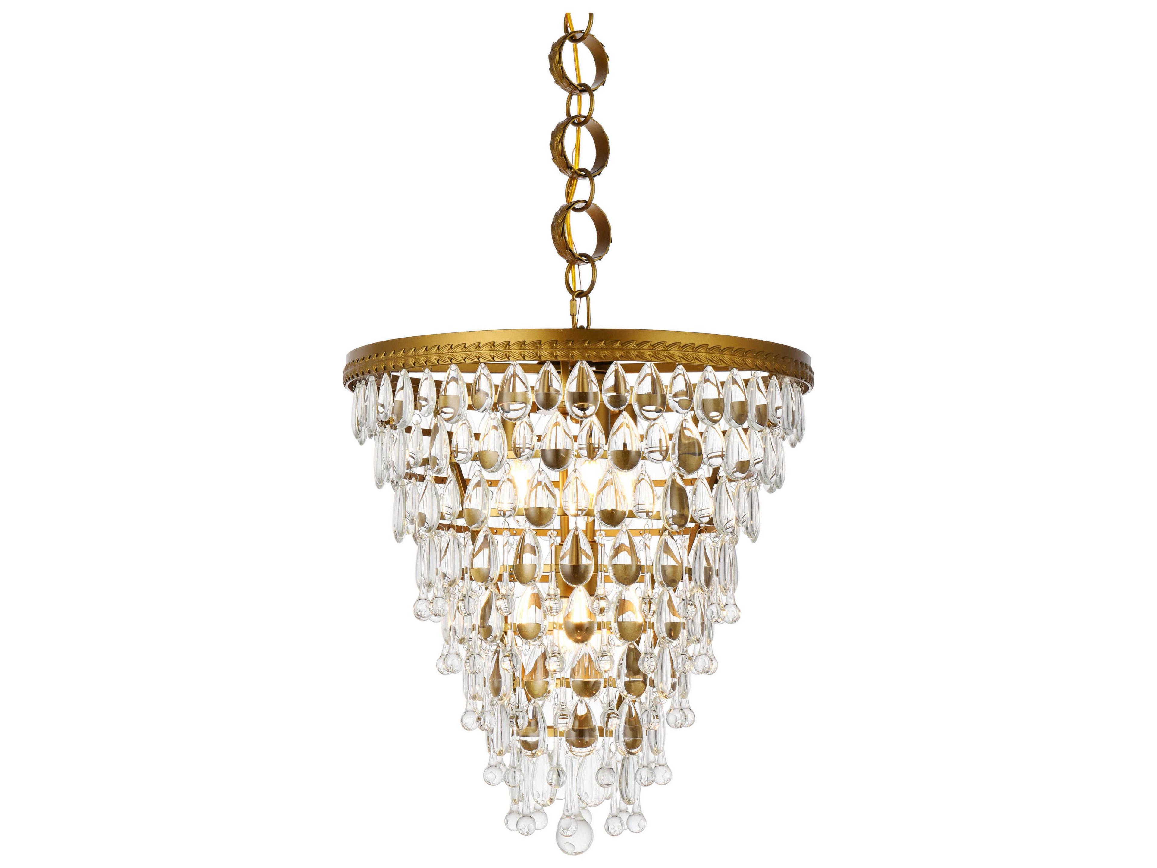 Elegant Lighting Nordic 5-Light Brass And Clear Crystal Glass Pendant
