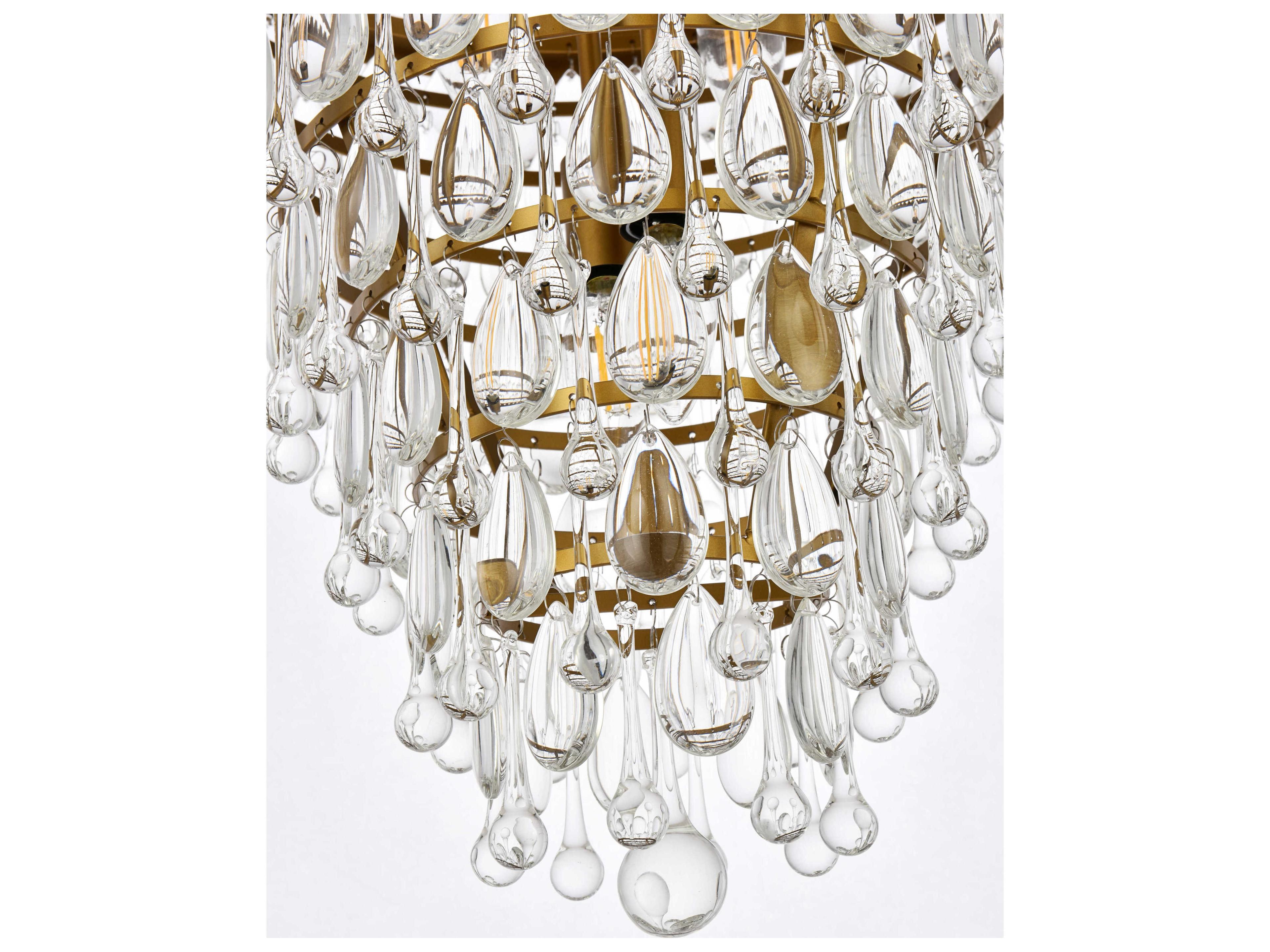 Elegant Lighting Nordic 5-Light Brass And Clear Crystal Glass Pendant