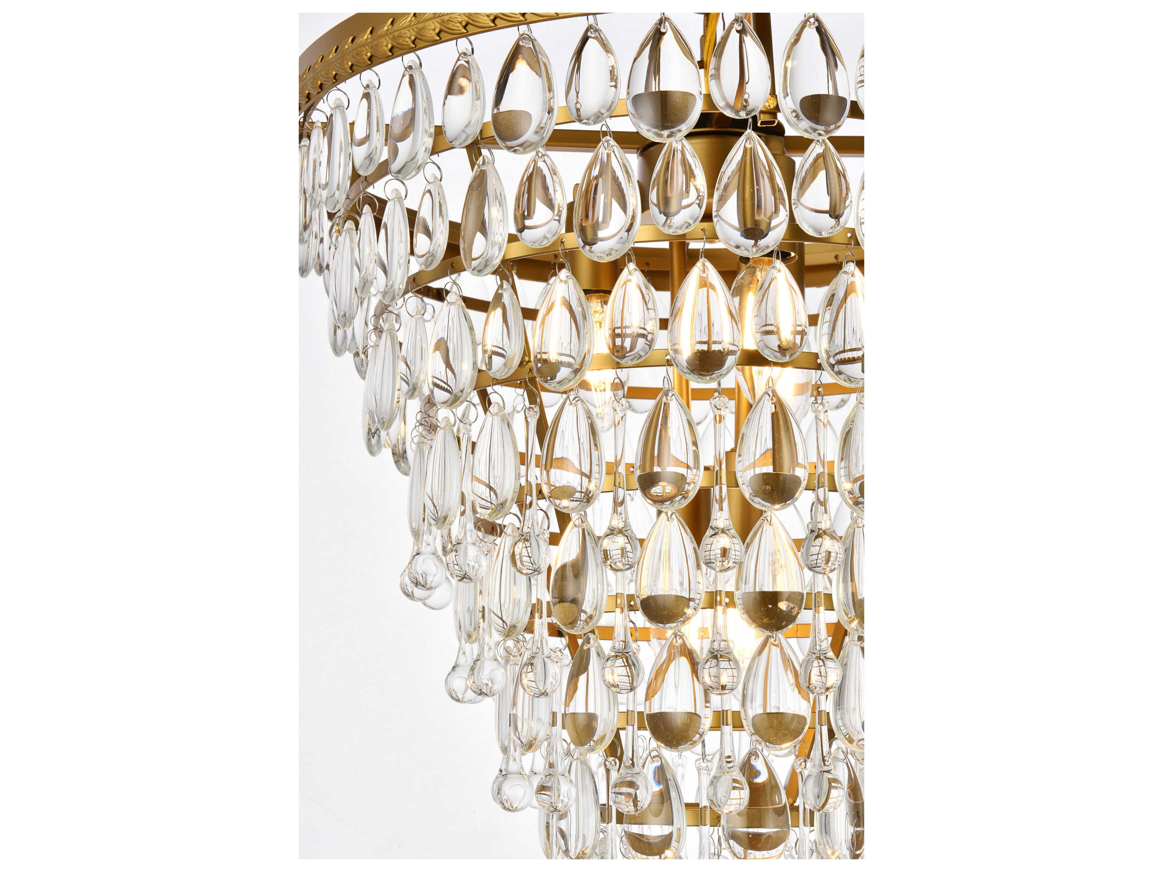 Elegant Lighting Nordic 5-Light Brass And Clear Crystal Glass Pendant