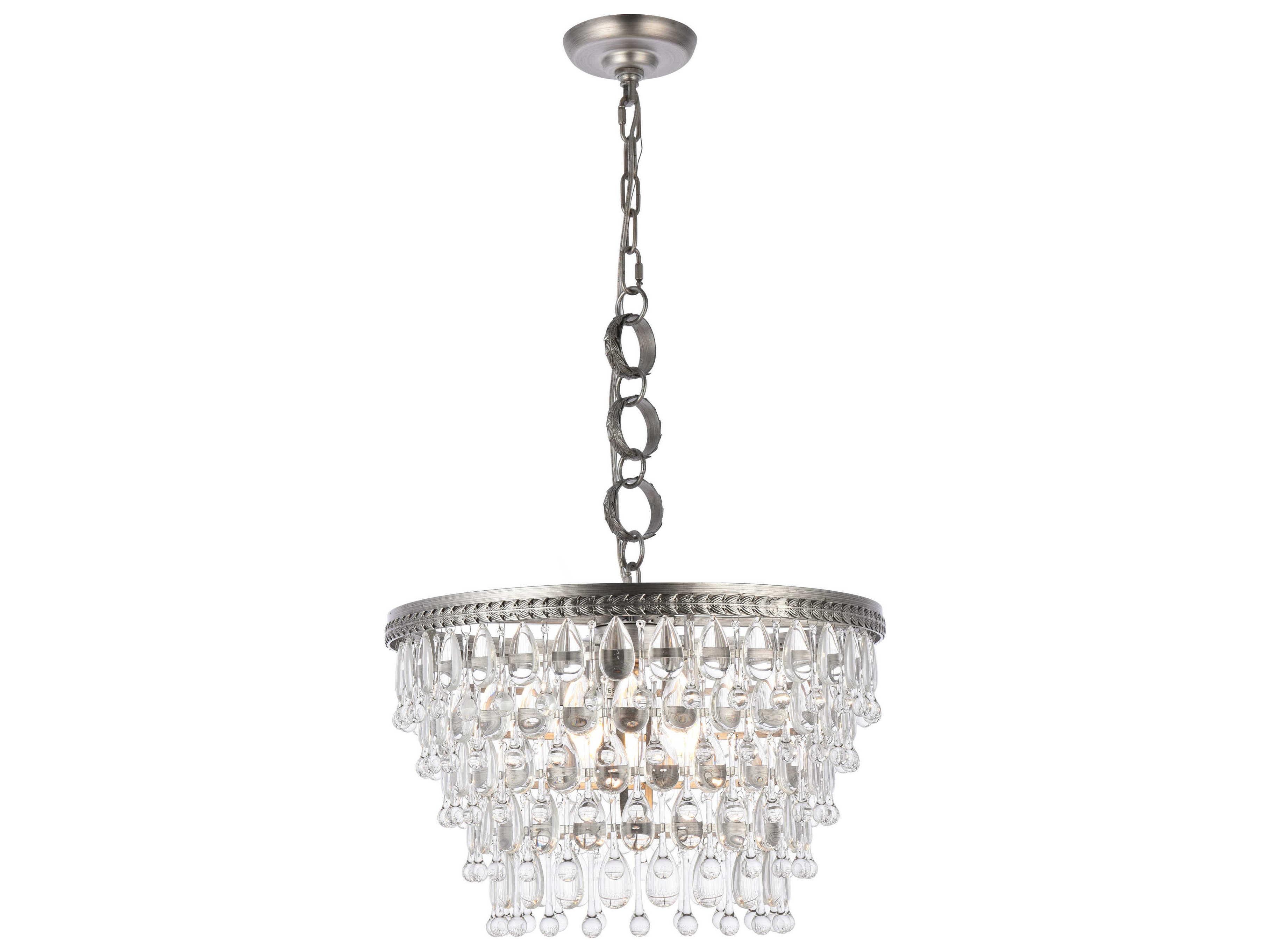 Elegant Lighting Nordic 5-Light Antique Silver Clear Crystal Empire Pendant