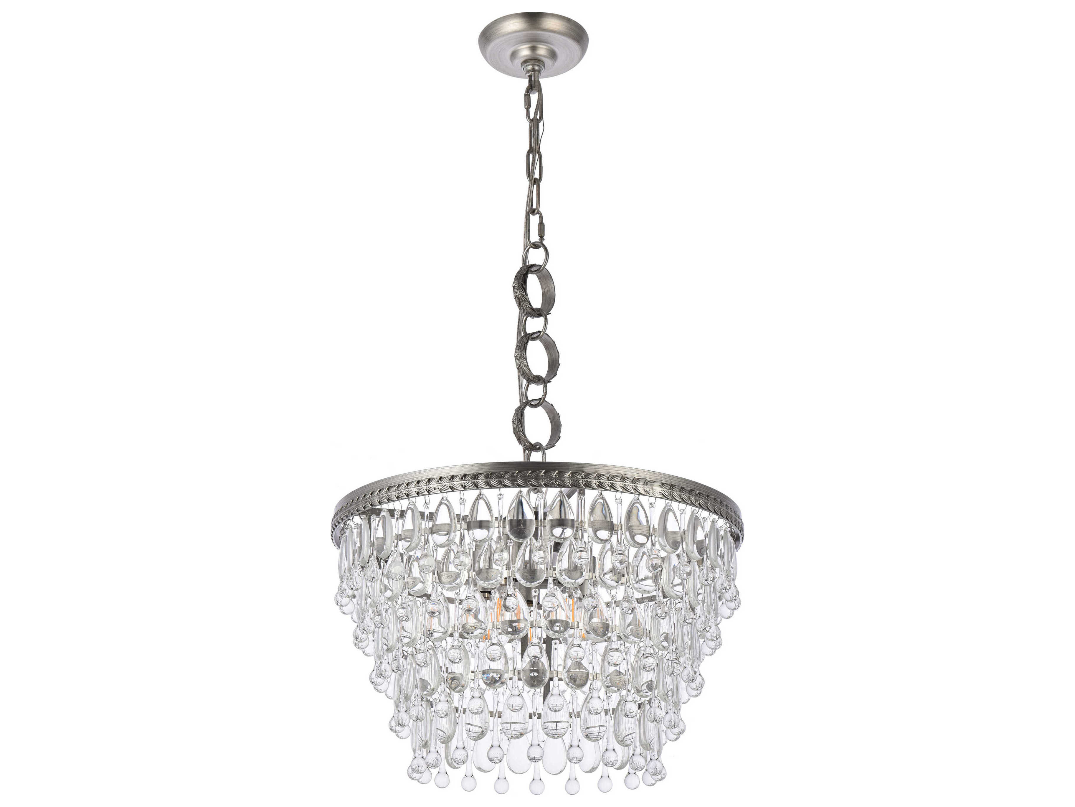 Elegant Lighting Nordic 5-Light Antique Silver Clear Crystal Empire Pendant