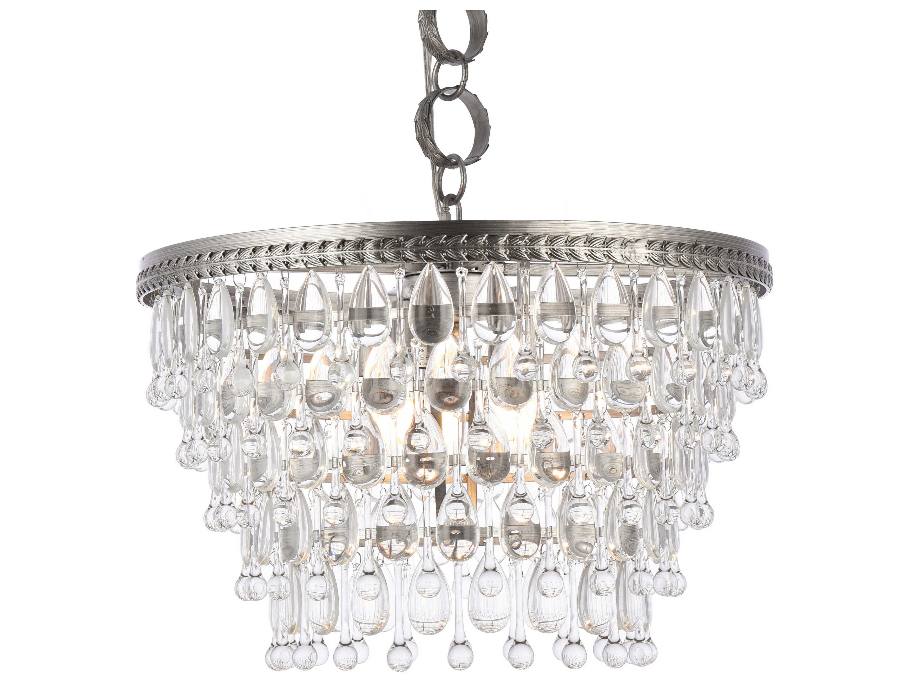 Elegant Lighting Nordic 5-Light Antique Silver Clear Crystal Empire Pendant
