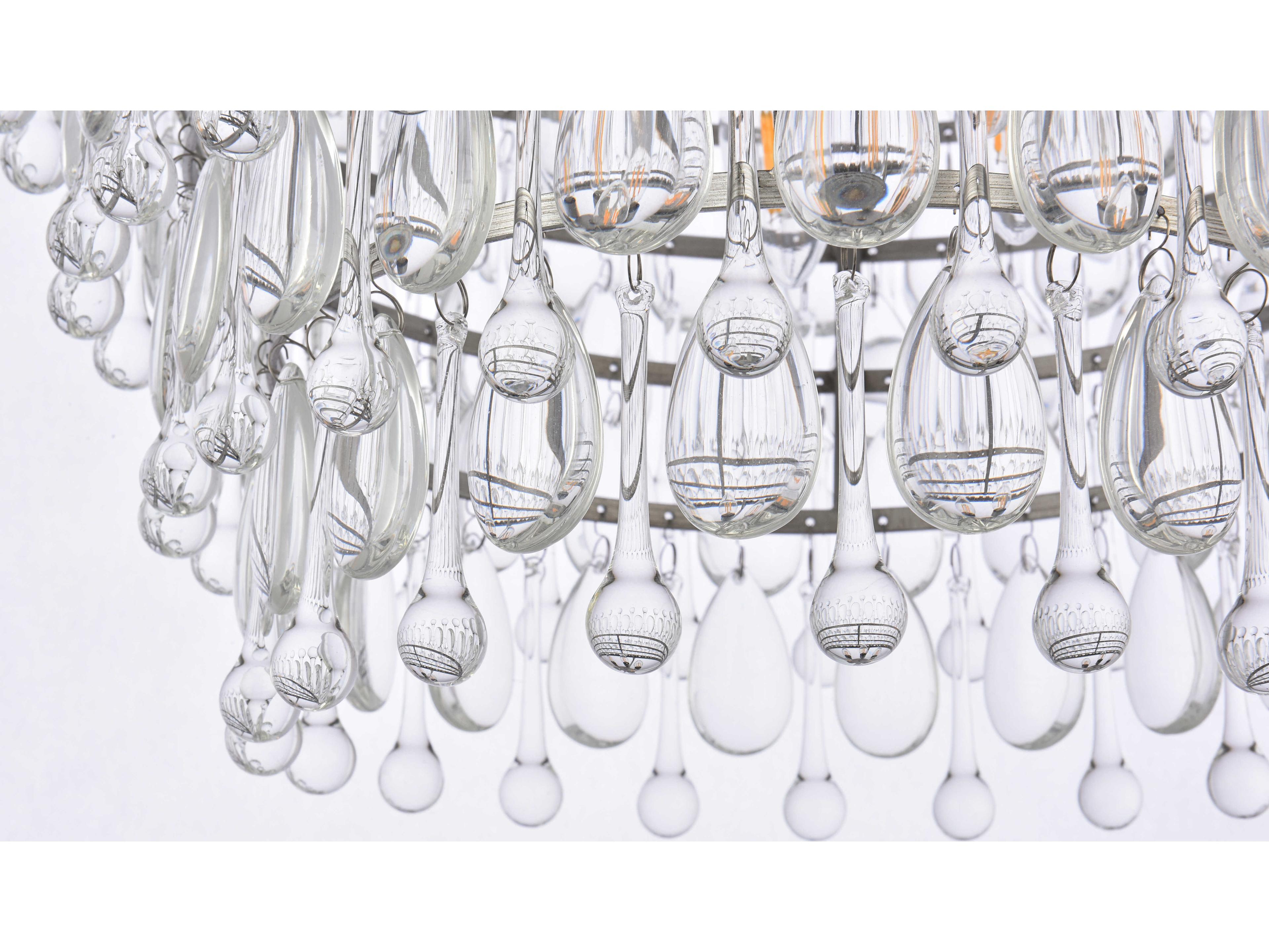 Elegant Lighting Nordic 5-Light Antique Silver Clear Crystal Empire Pendant