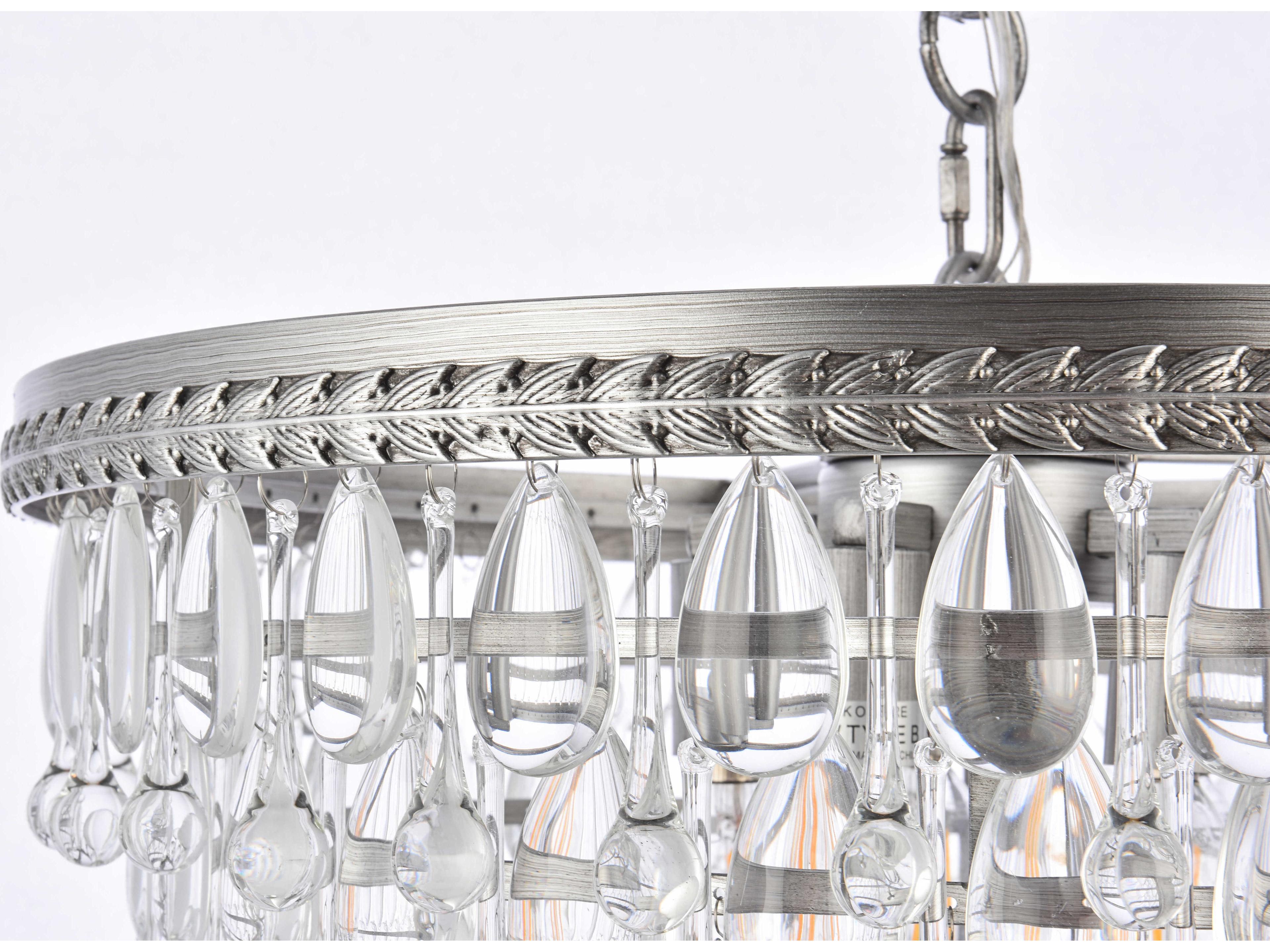 Elegant Lighting Nordic 5-Light Antique Silver Clear Crystal Empire Pendant