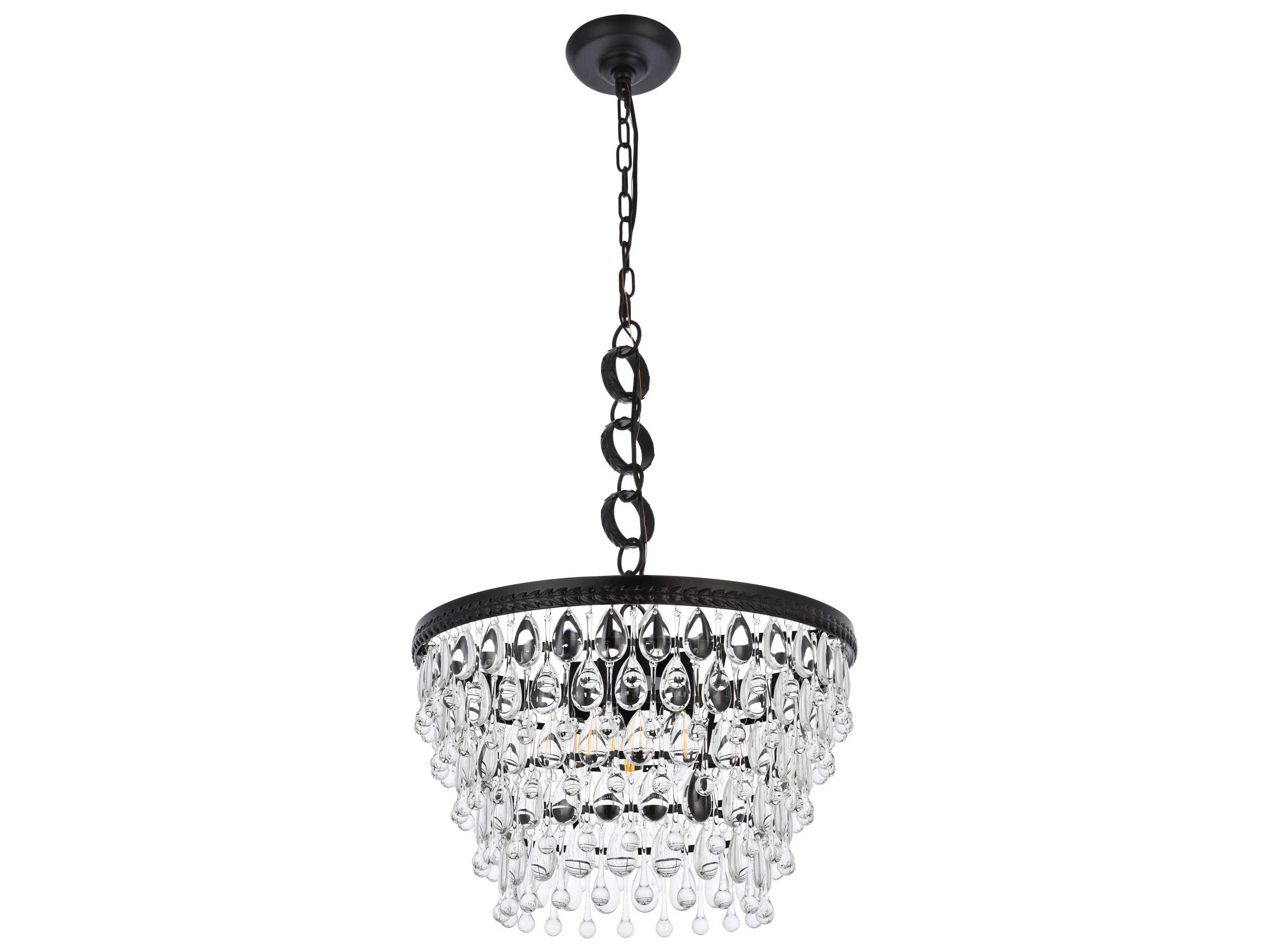 Elegant Lighting Nordic 5-Light Black And Clear Crystal Glass Pendant