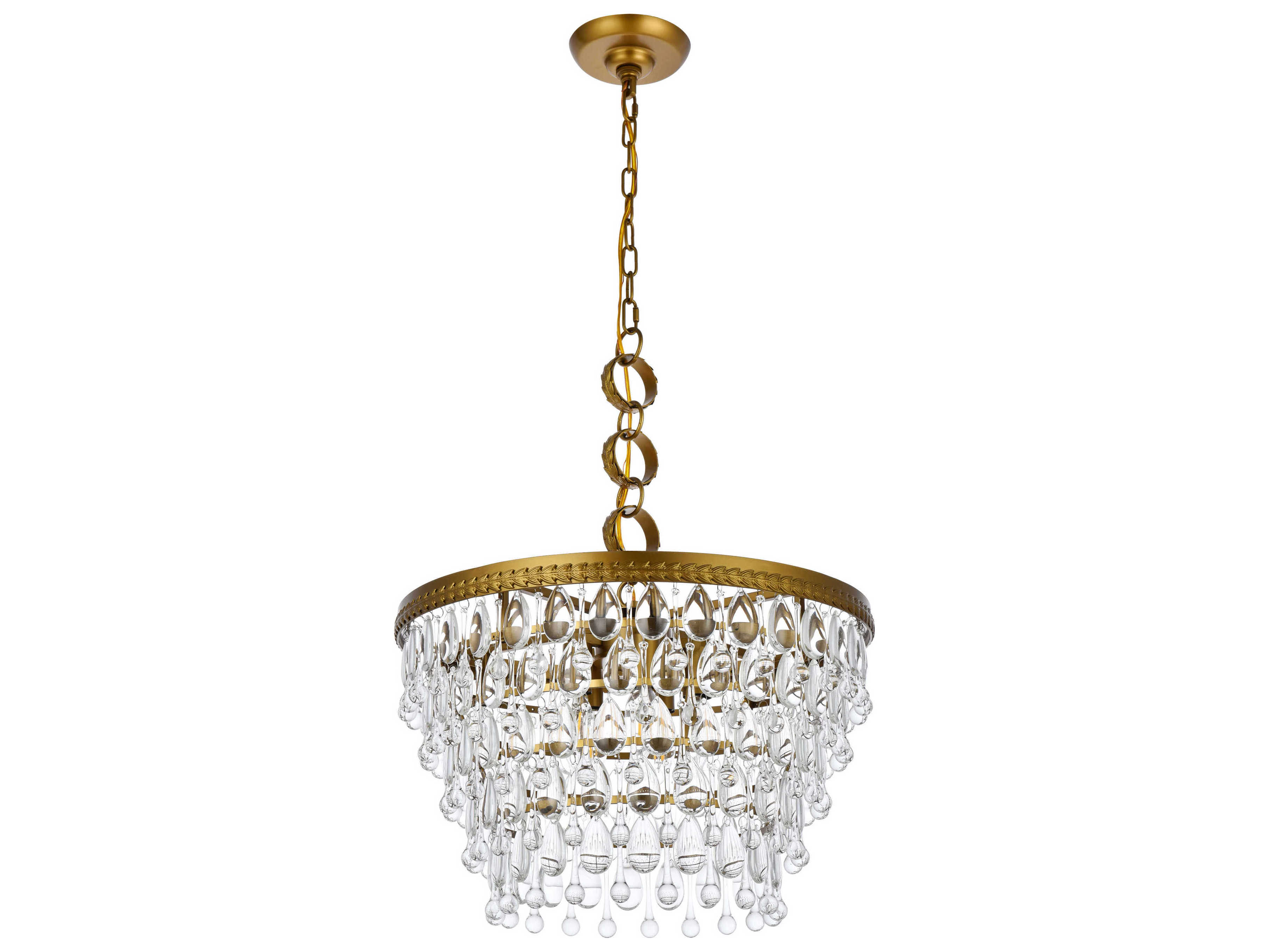 Elegant Lighting Nordic 5-Light Brass And Clear Crystal Glass Pendant
