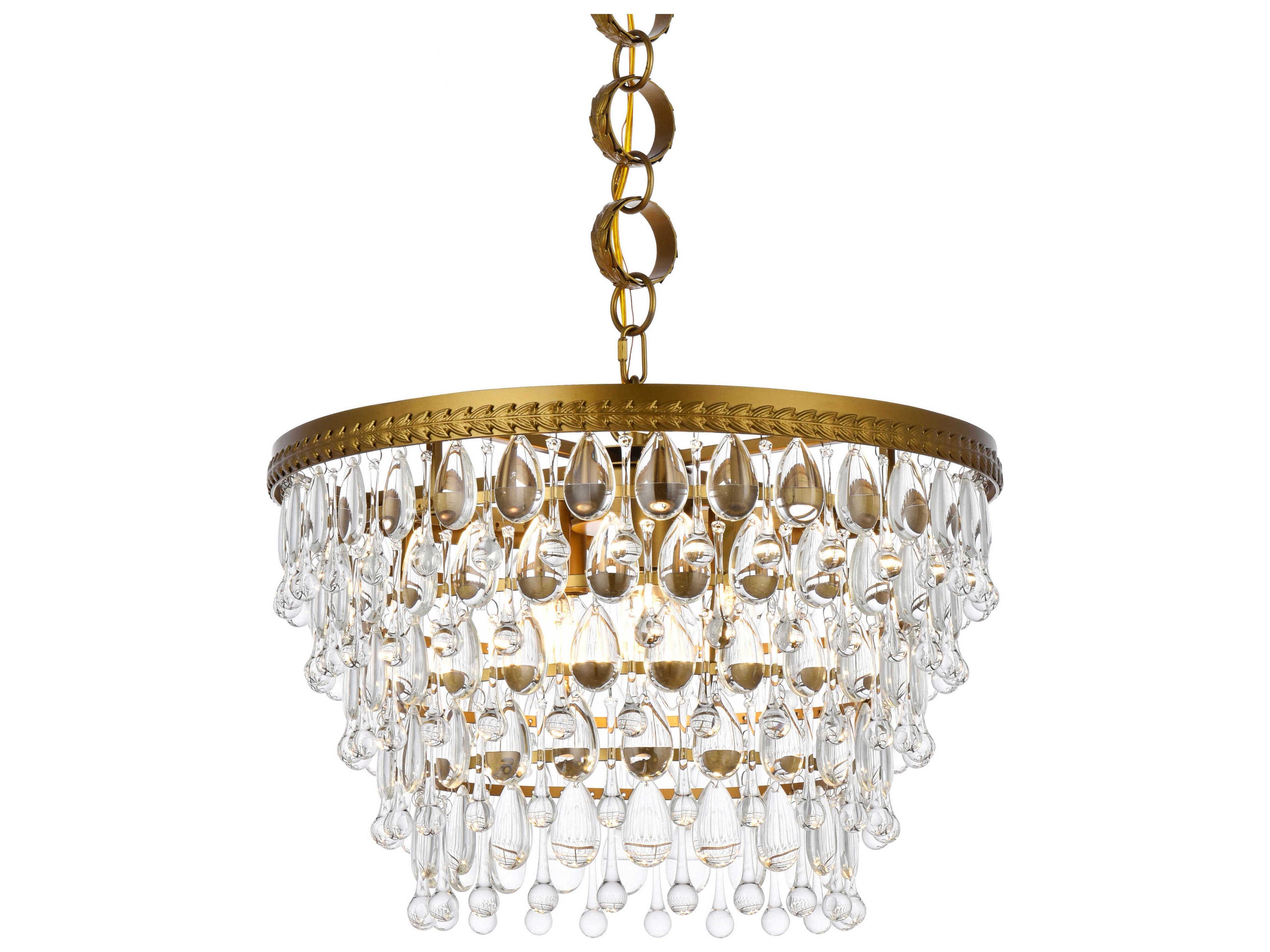 Elegant Lighting Nordic 5-Light Brass And Clear Crystal Glass Pendant