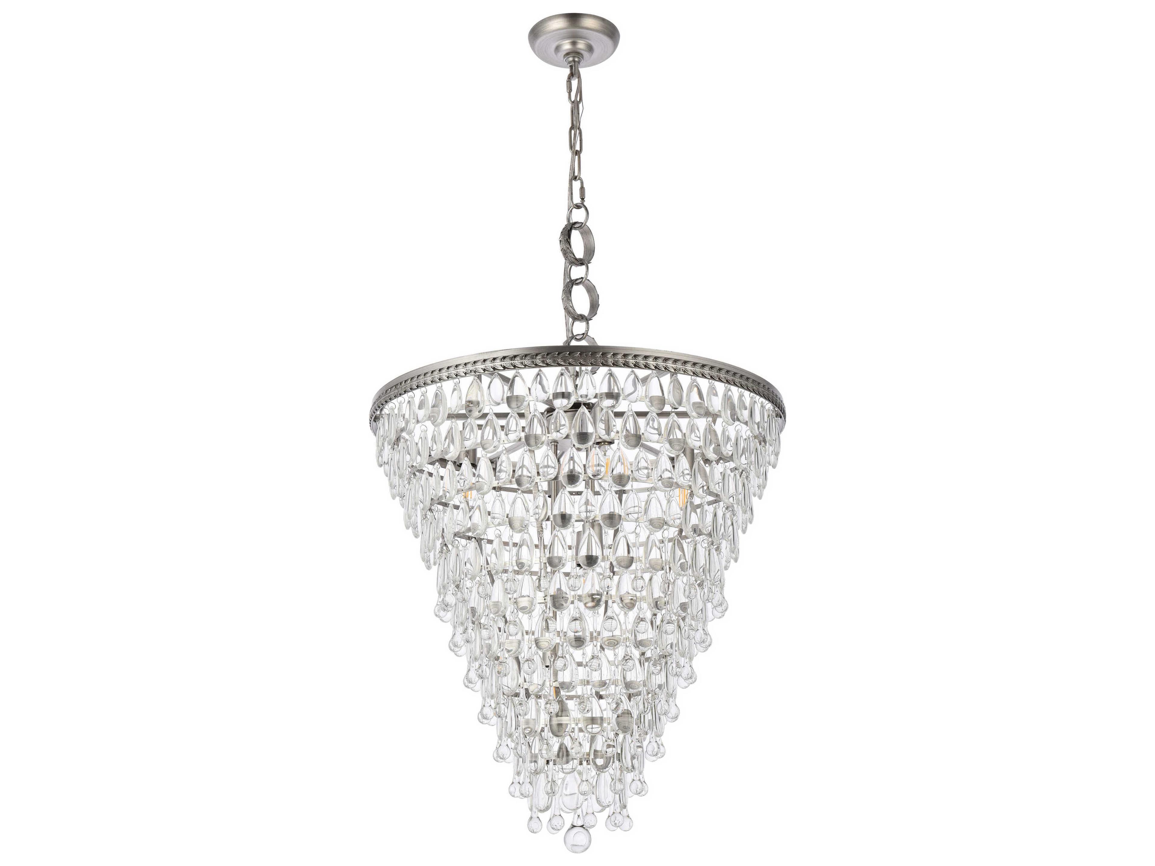 Elegant Lighting Nordic 7-Light Antique Silver Clear Crystal Pendant
