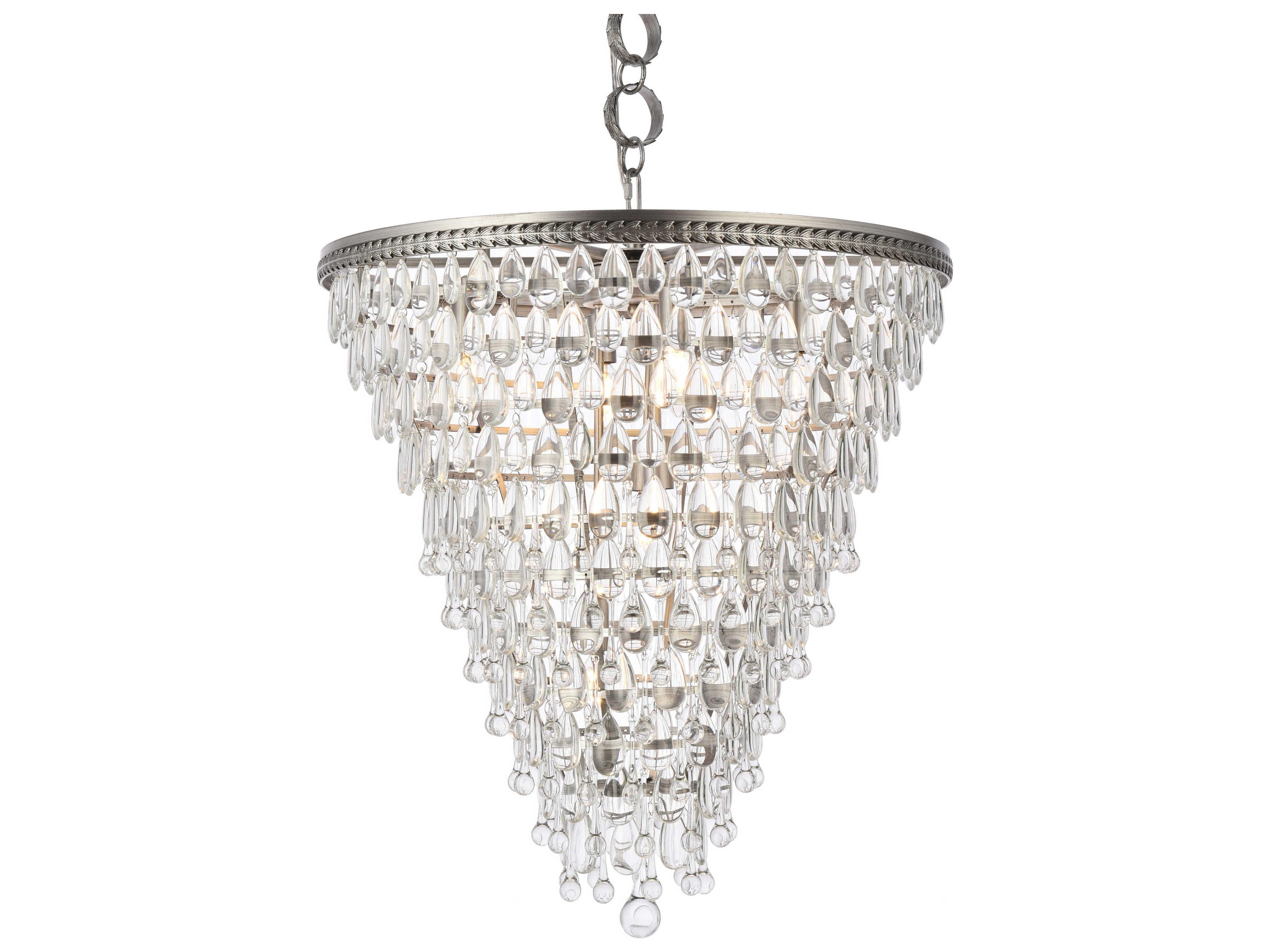 Elegant Lighting Nordic 7-Light Antique Silver Clear Crystal Pendant