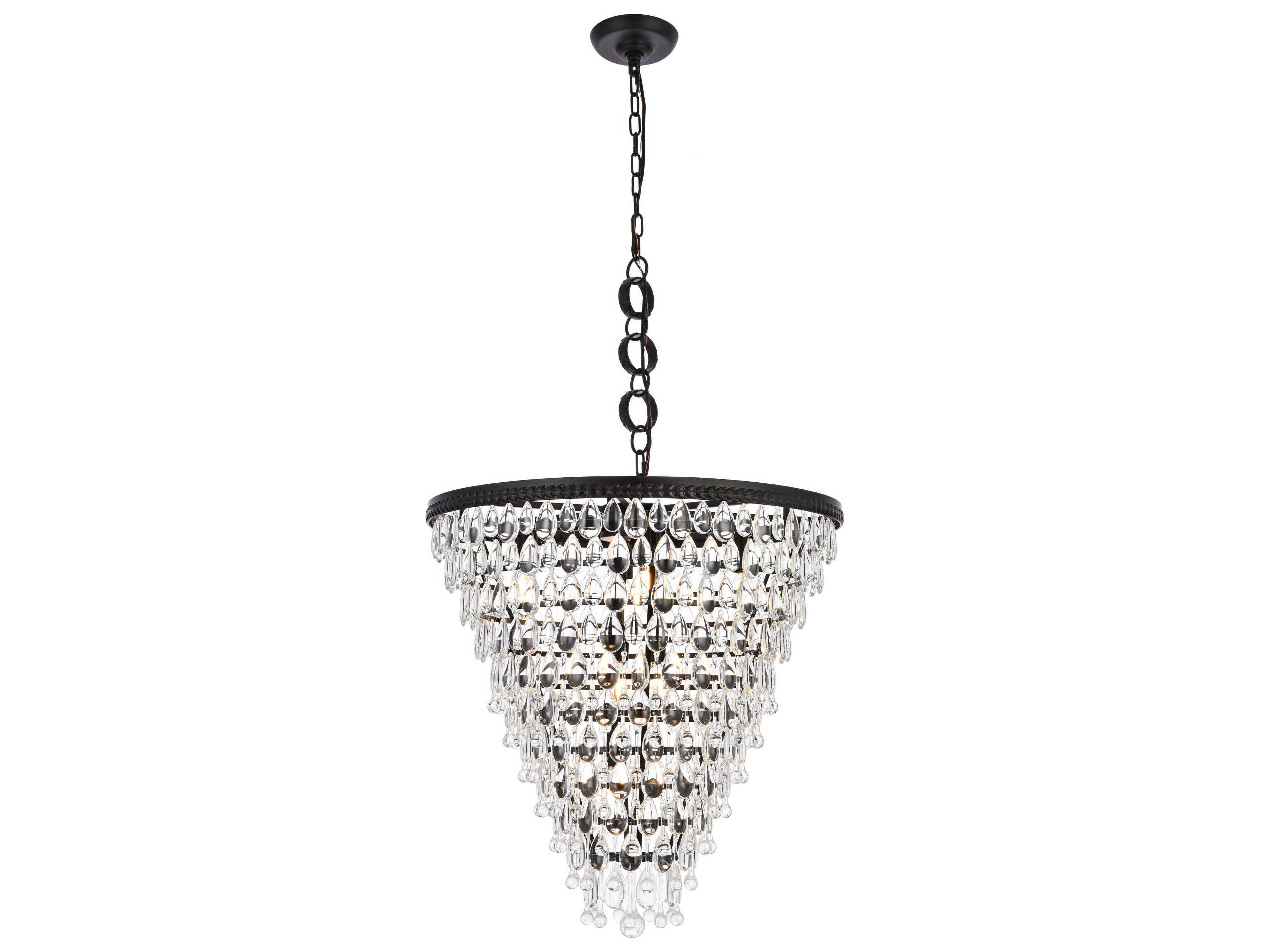 Elegant Lighting Nordic 7-Light Black And Clear Crystal Glass Pendant