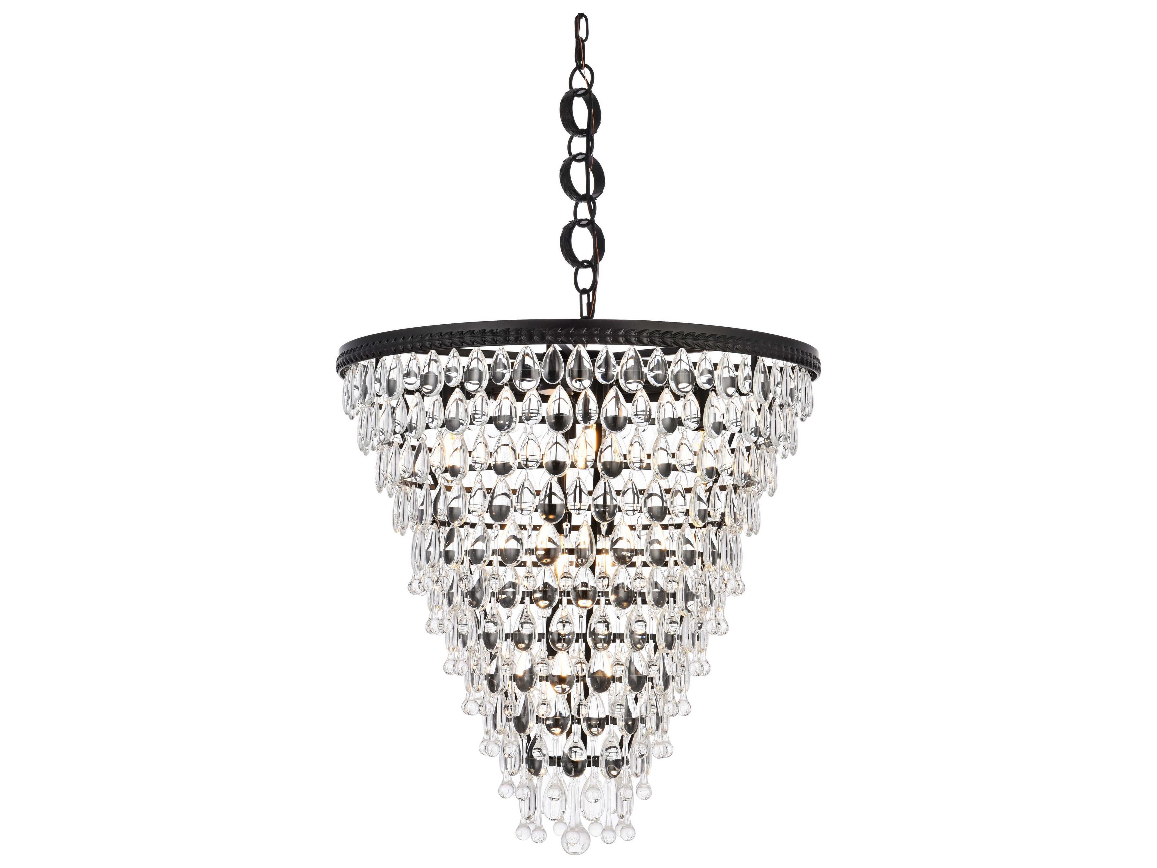 Elegant Lighting Nordic 7-Light Black And Clear Crystal Glass Pendant