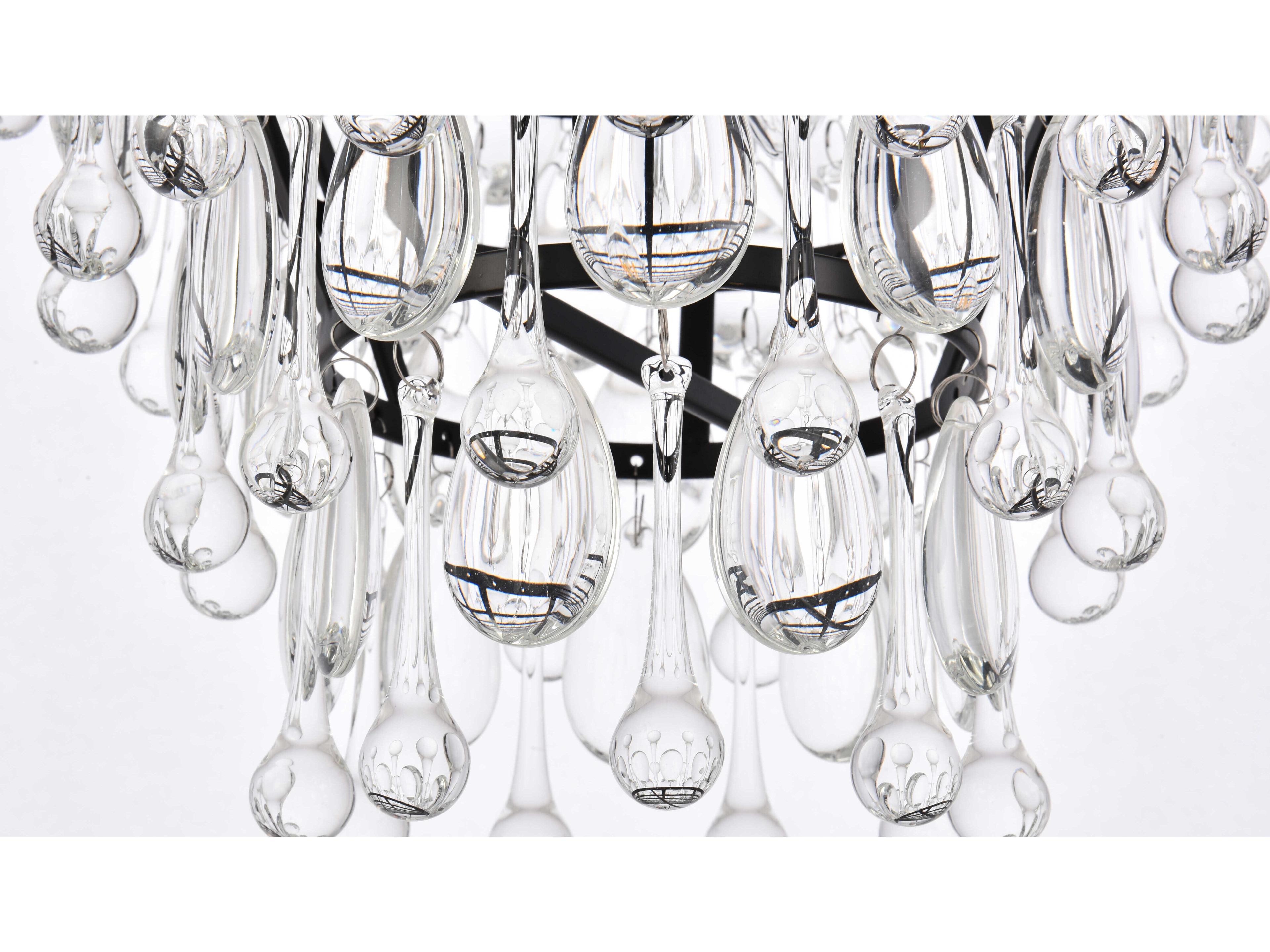 Elegant Lighting Nordic 7-Light Black And Clear Crystal Glass Pendant