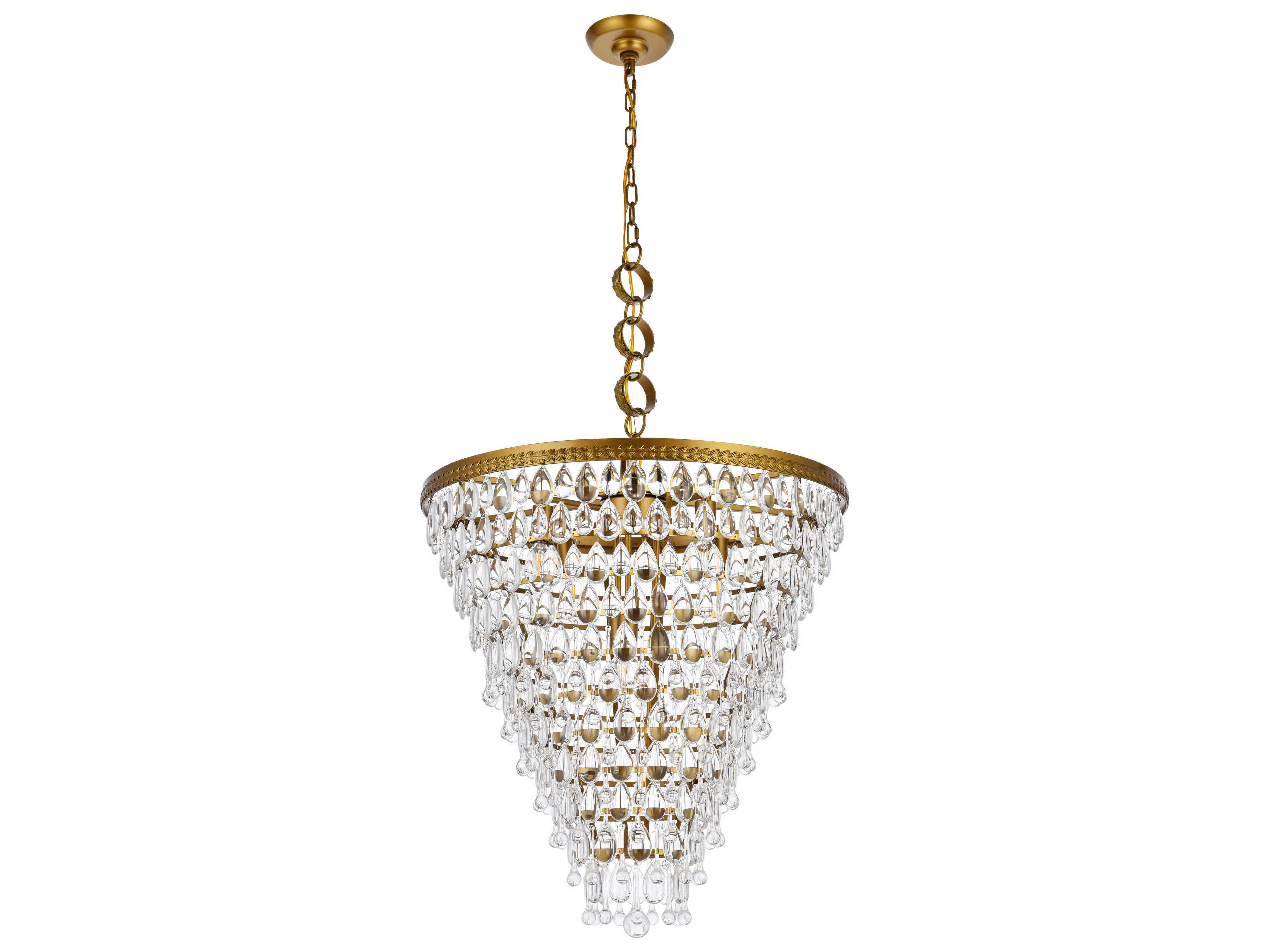Elegant Lighting Nordic 7-Light Brass And Clear Crystal Glass Pendant