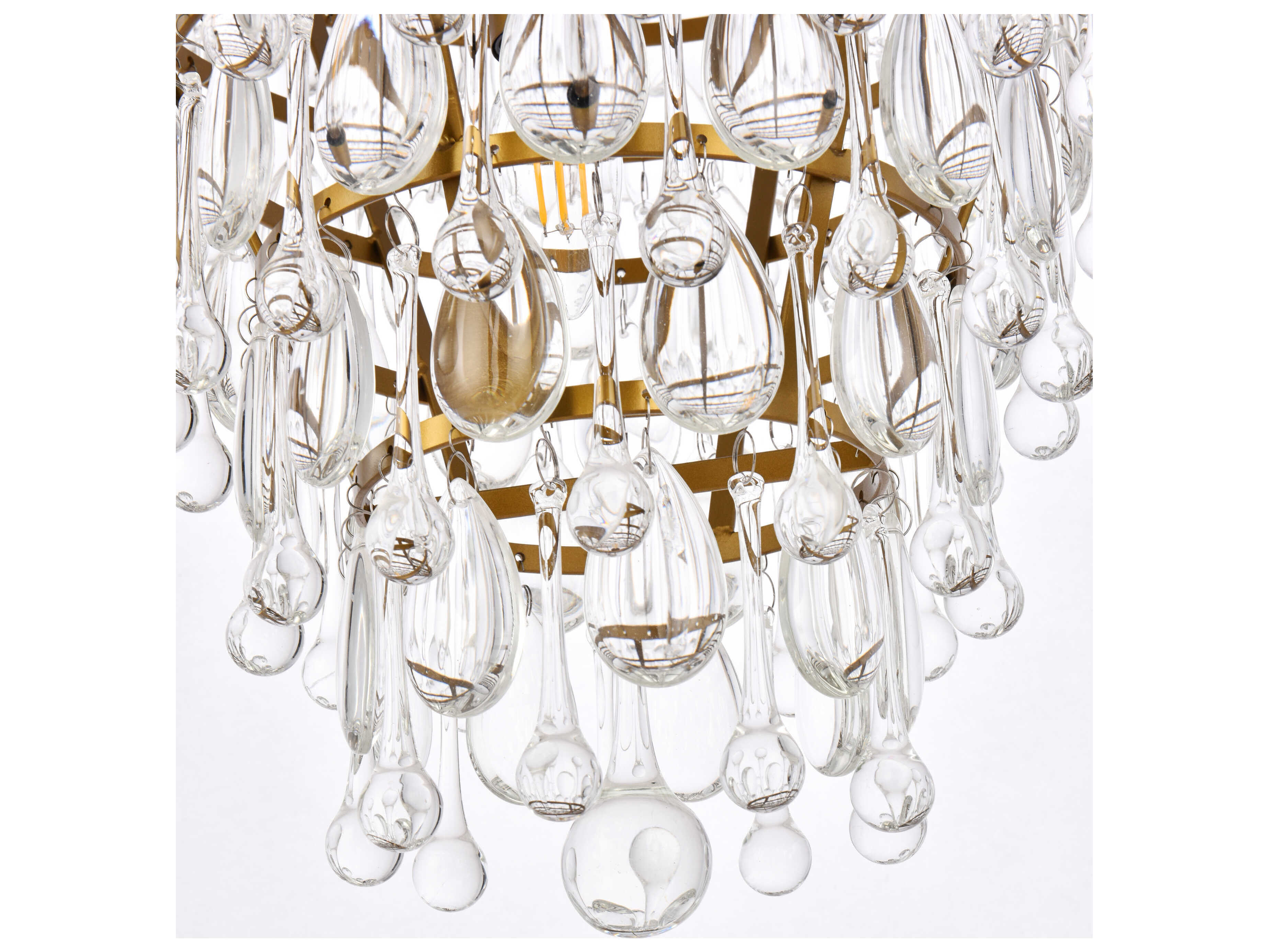 Elegant Lighting Nordic 7-Light Brass And Clear Crystal Glass Pendant