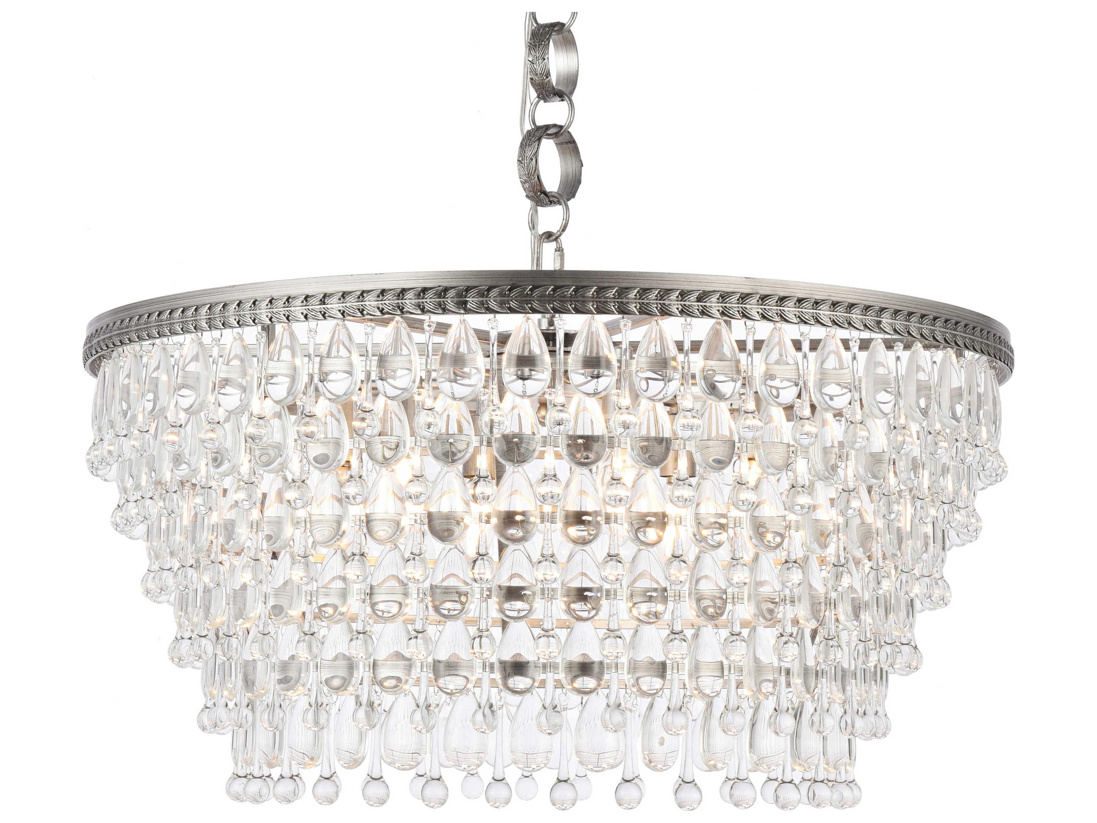 Elegant Lighting Nordic 6-Light Antique Silver Clear Crystal Empire Pendant