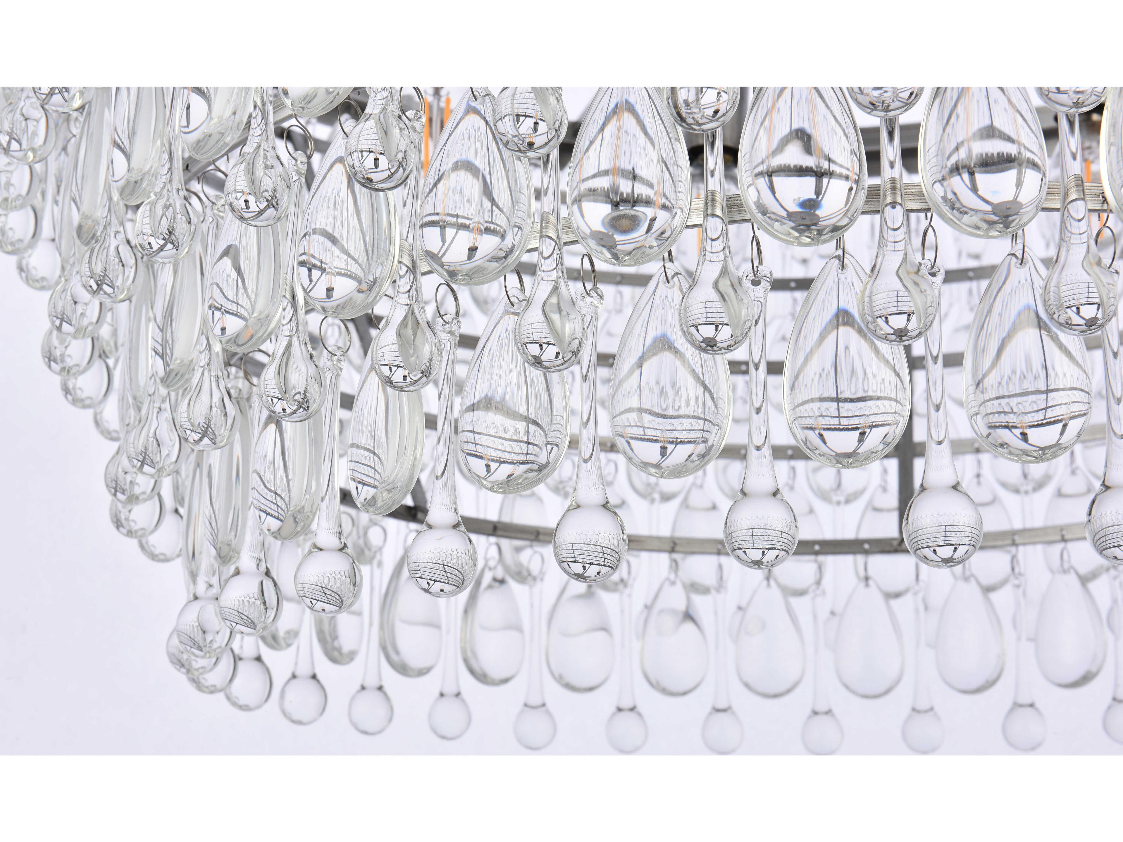 Elegant Lighting Nordic 6-Light Antique Silver Clear Crystal Empire Pendant