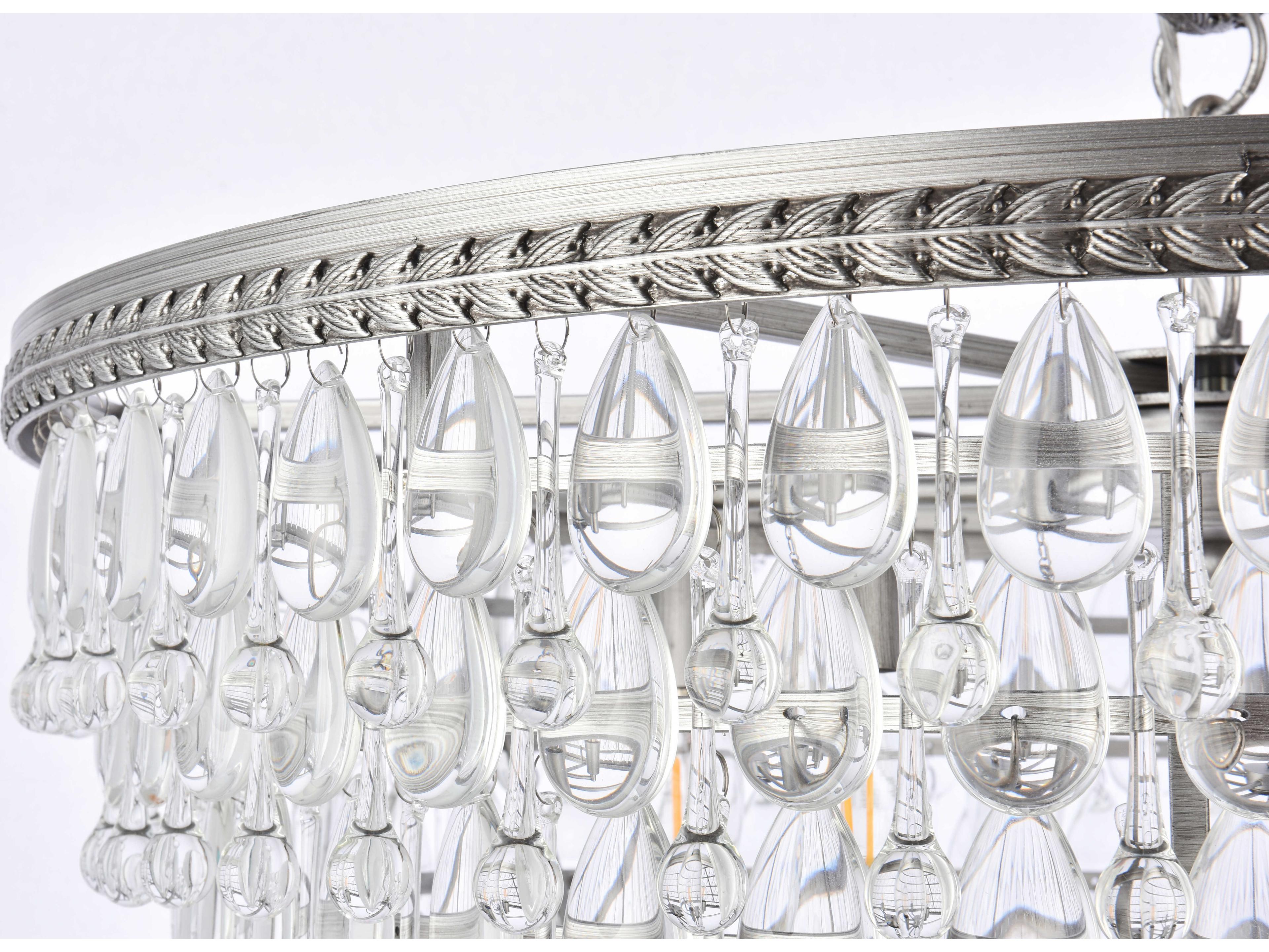 Elegant Lighting Nordic 6-Light Antique Silver Clear Crystal Empire Pendant