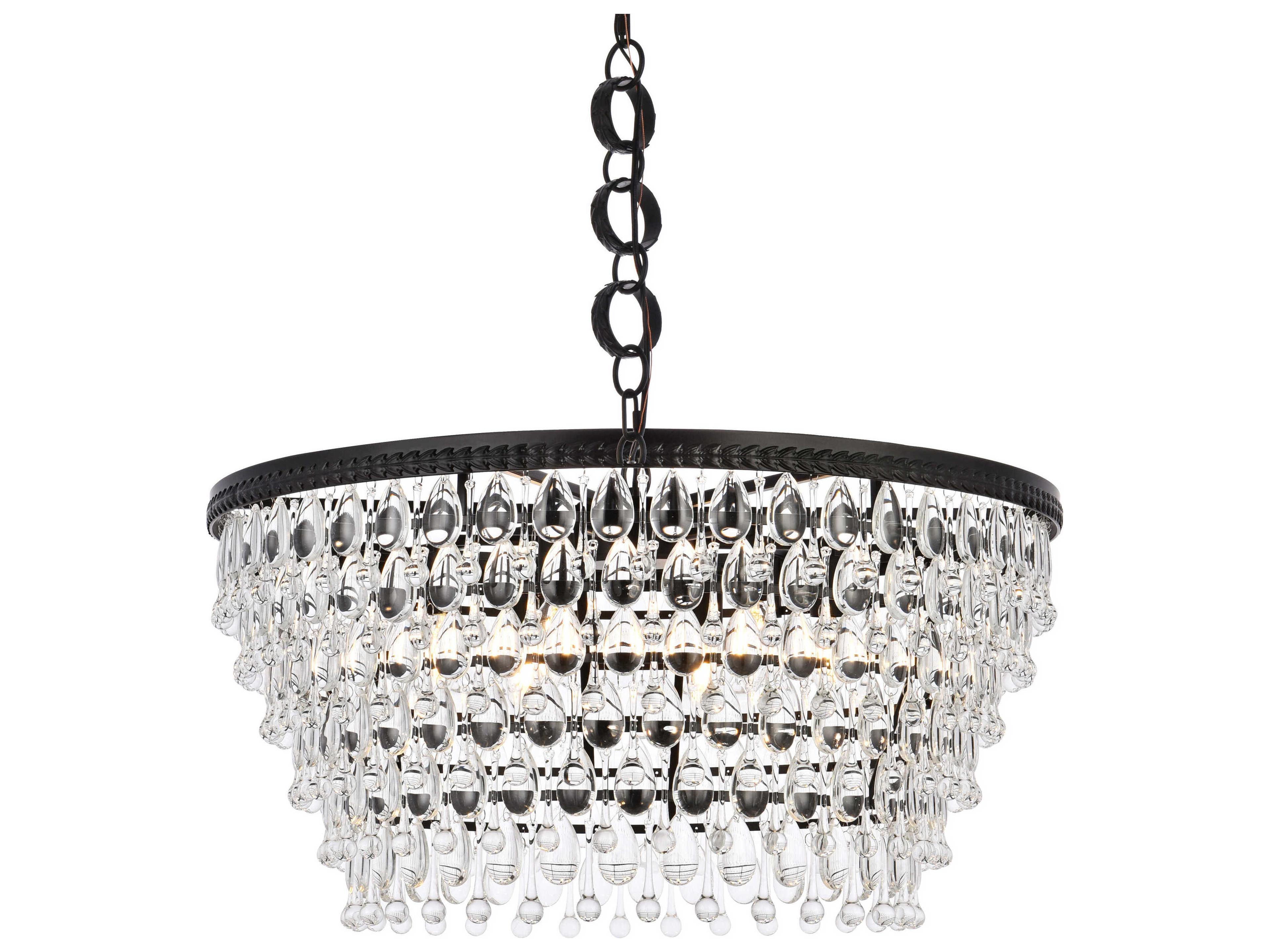 Elegant Lighting Nordic 6-Light Black And Clear Crystal Glass Pendant
