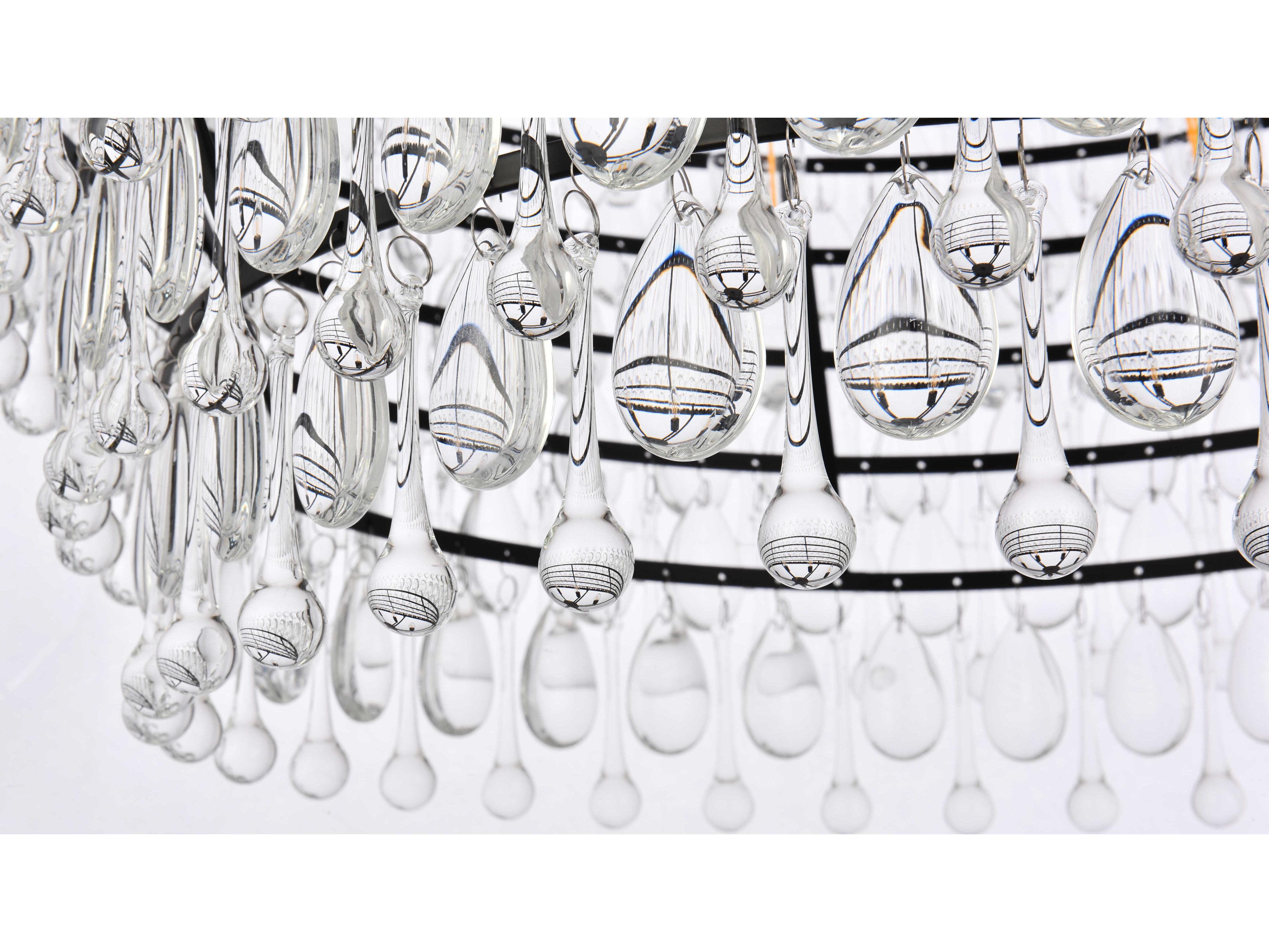 Elegant Lighting Nordic 6-Light Black And Clear Crystal Glass Pendant