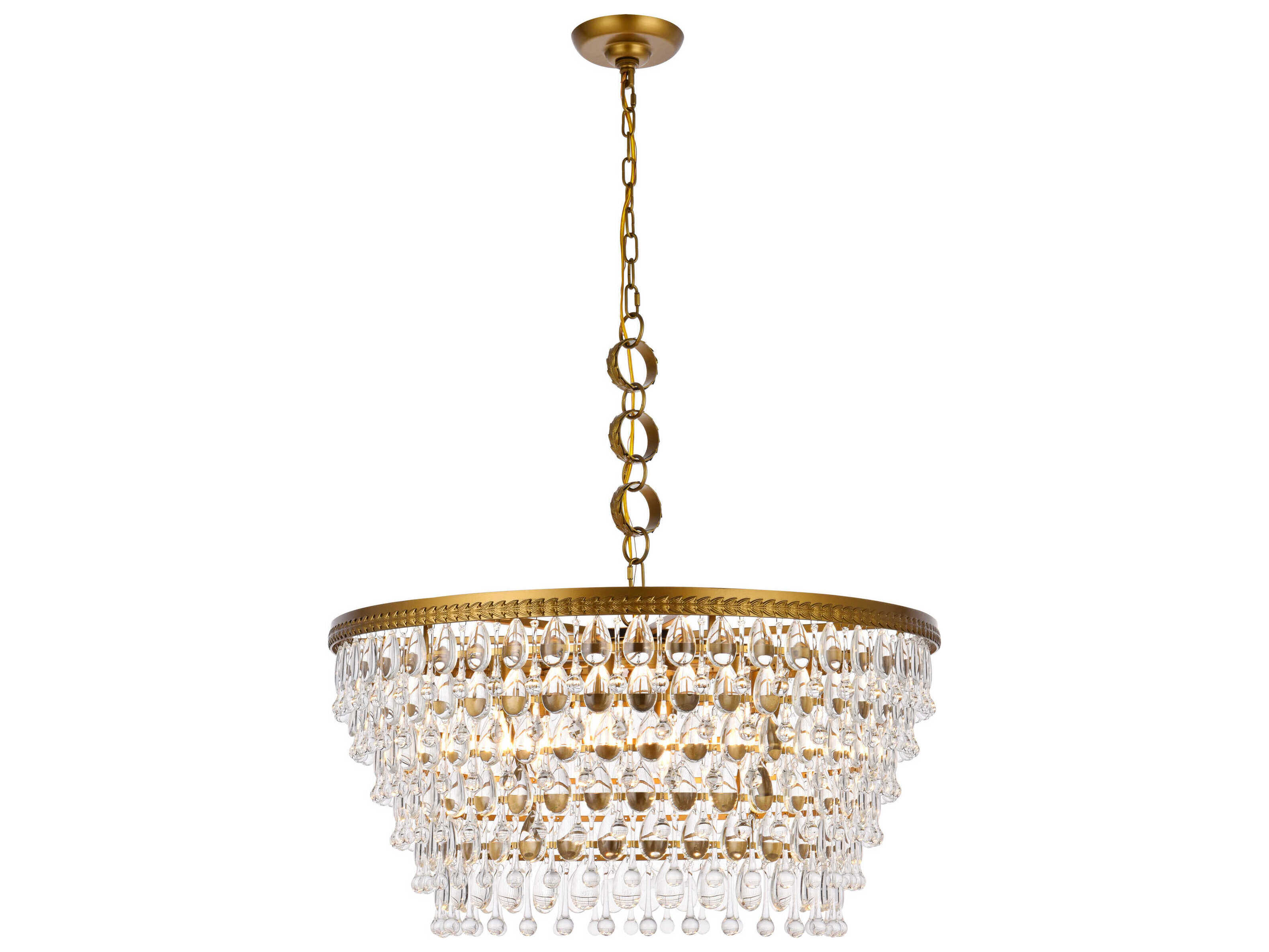 Elegant Lighting Nordic 6-Light Brass And Clear Crystal Glass Pendant