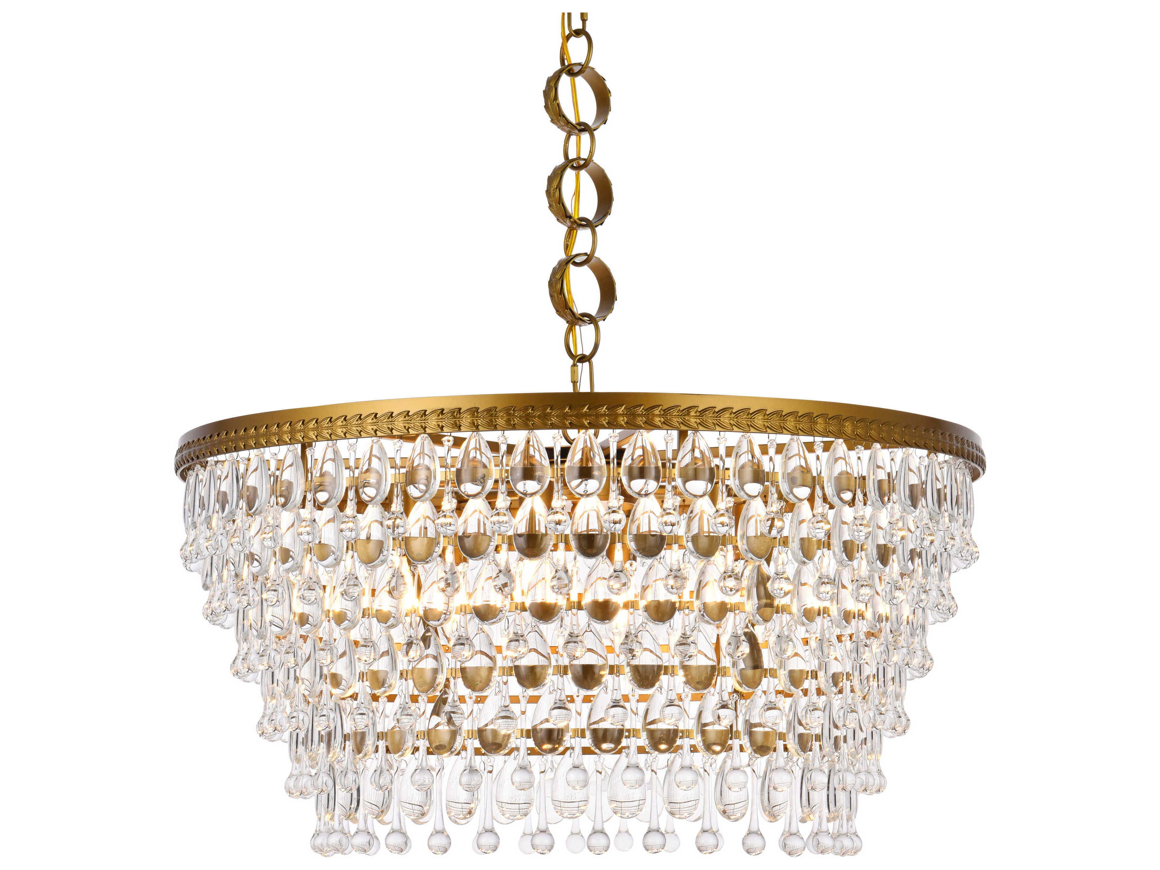 Elegant Lighting Nordic 6-Light Brass And Clear Crystal Glass Pendant