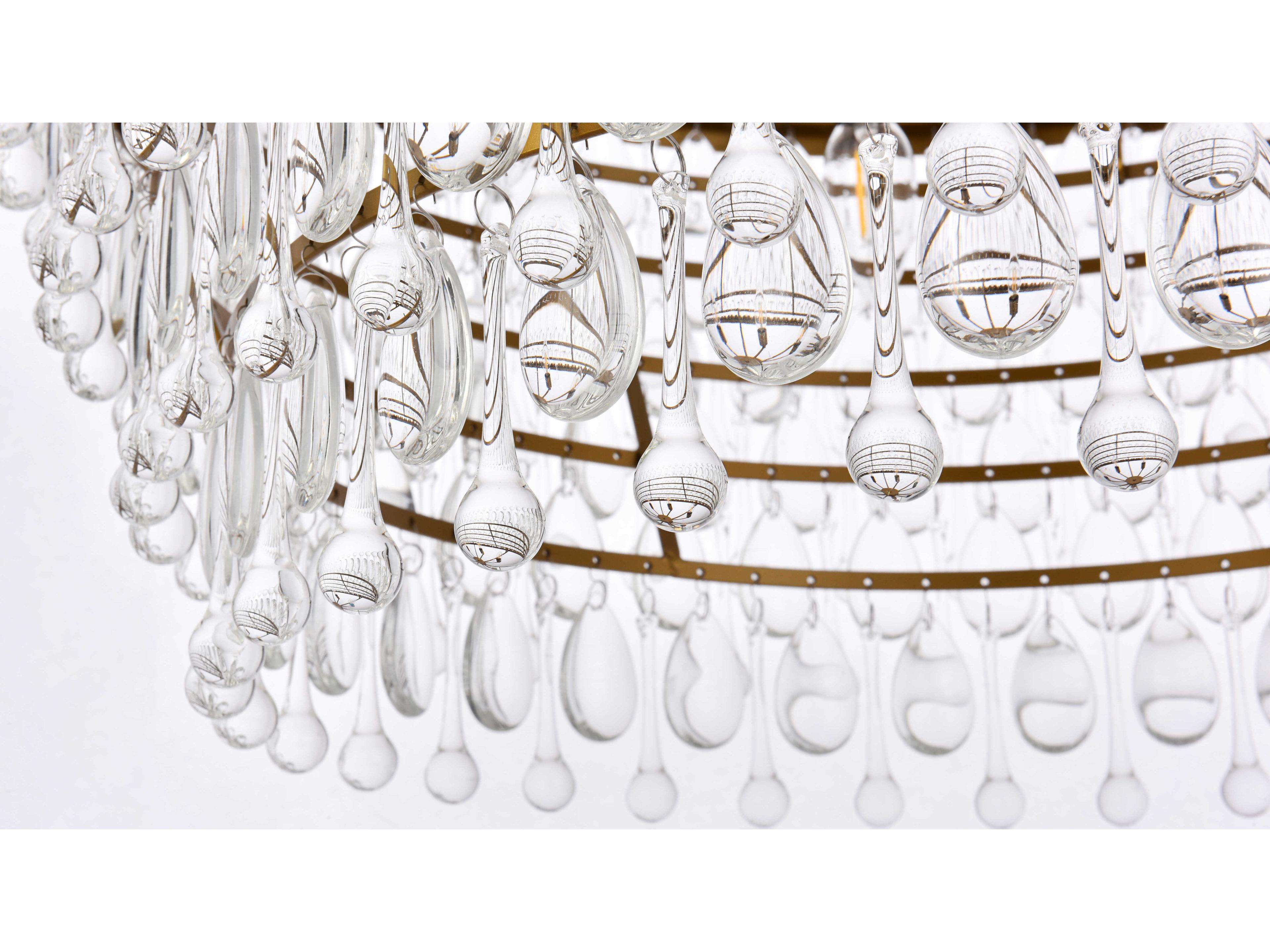 Elegant Lighting Nordic 6-Light Brass And Clear Crystal Glass Pendant