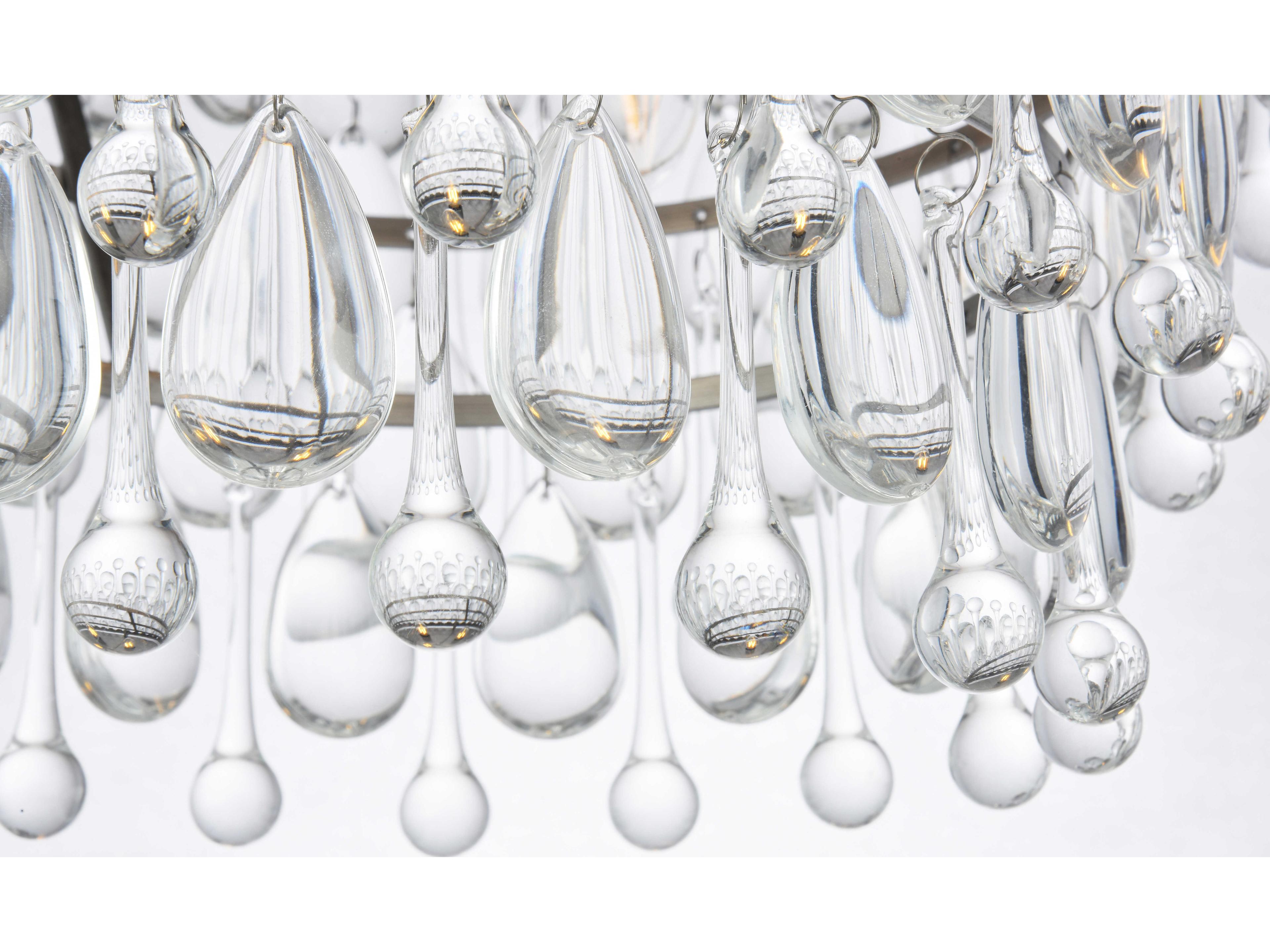 Elegant Lighting Nordic 3-Light Antique Silver Clear Crystal Empire Flush Mount