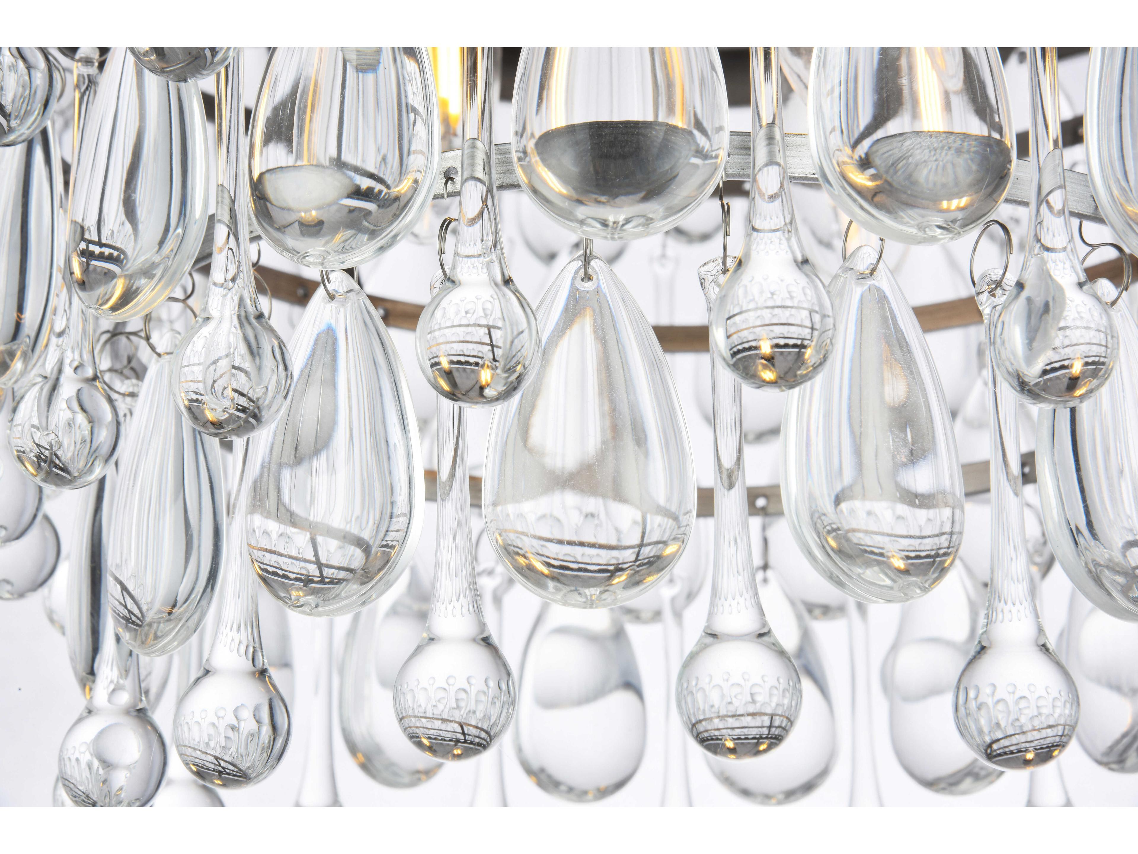 Elegant Lighting Nordic 3-Light Antique Silver Clear Crystal Empire Flush Mount