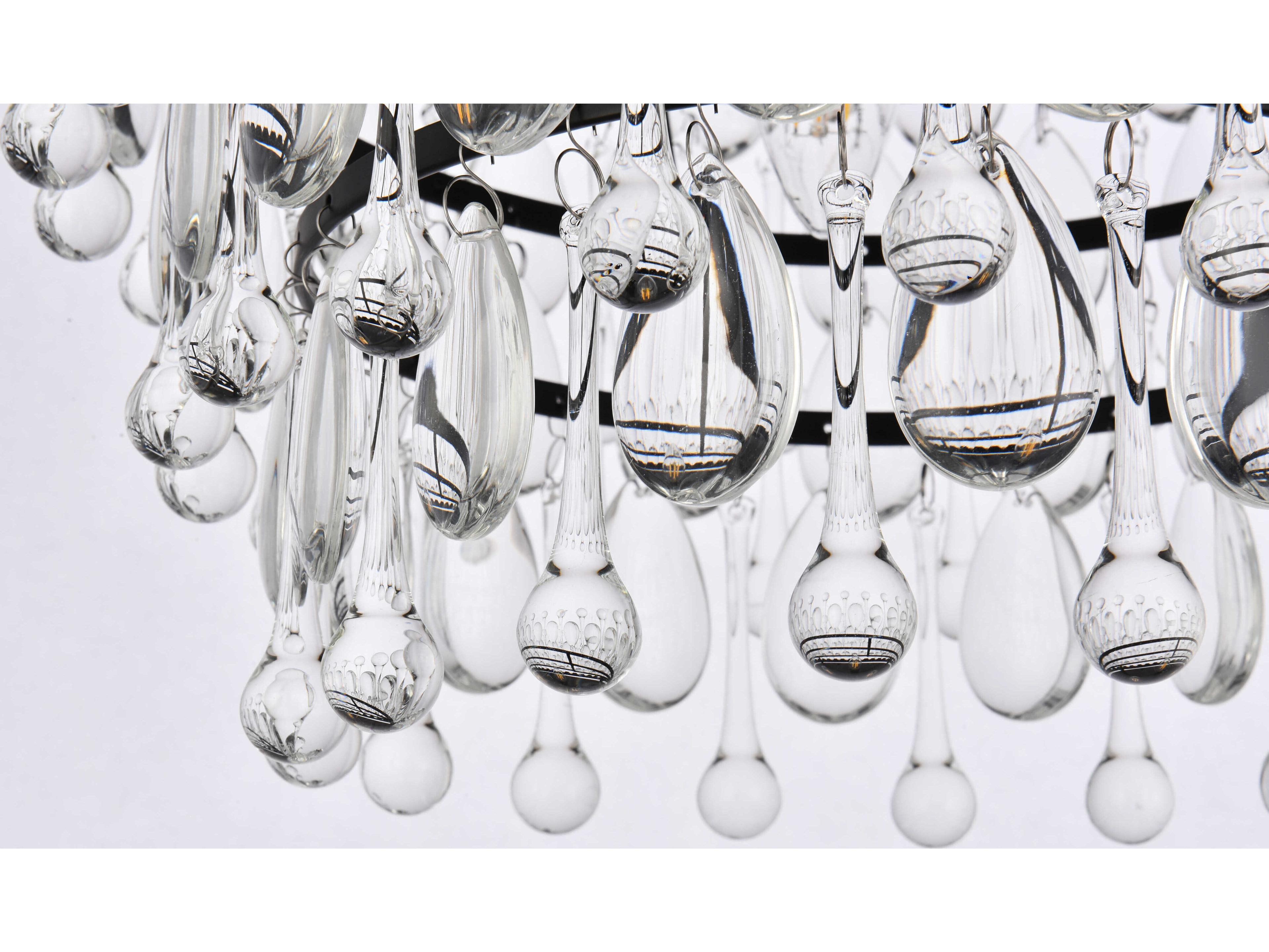 Elegant Lighting Nordic 3-Light Black And Clear Crystal Glass Flush Mount