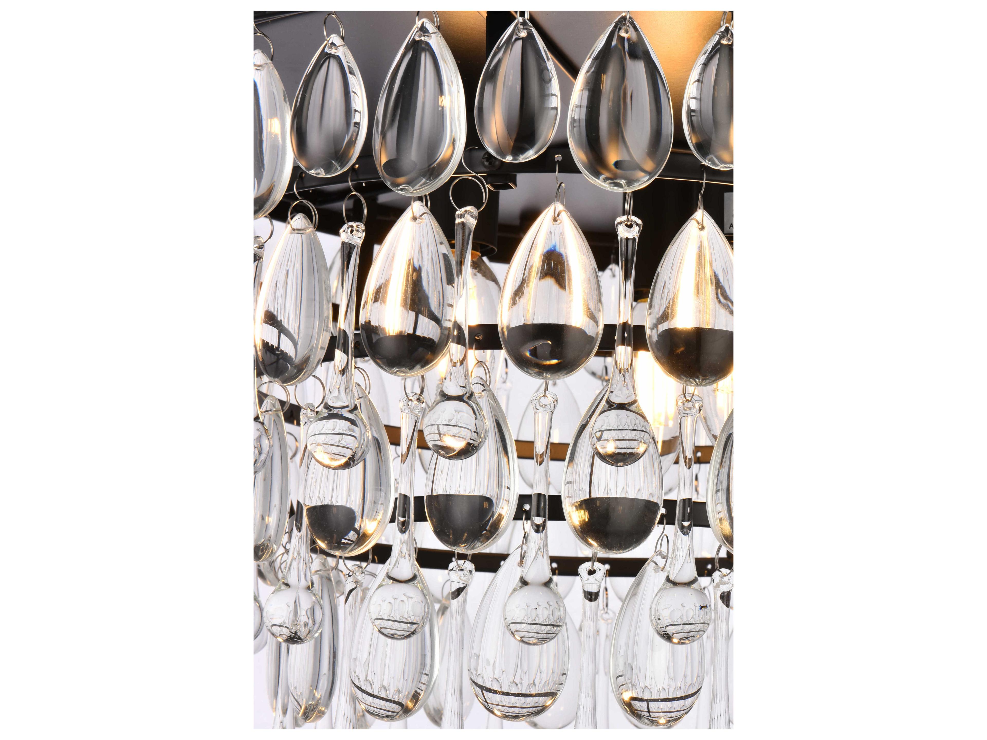 Elegant Lighting Nordic 3-Light Black And Clear Crystal Glass Flush Mount