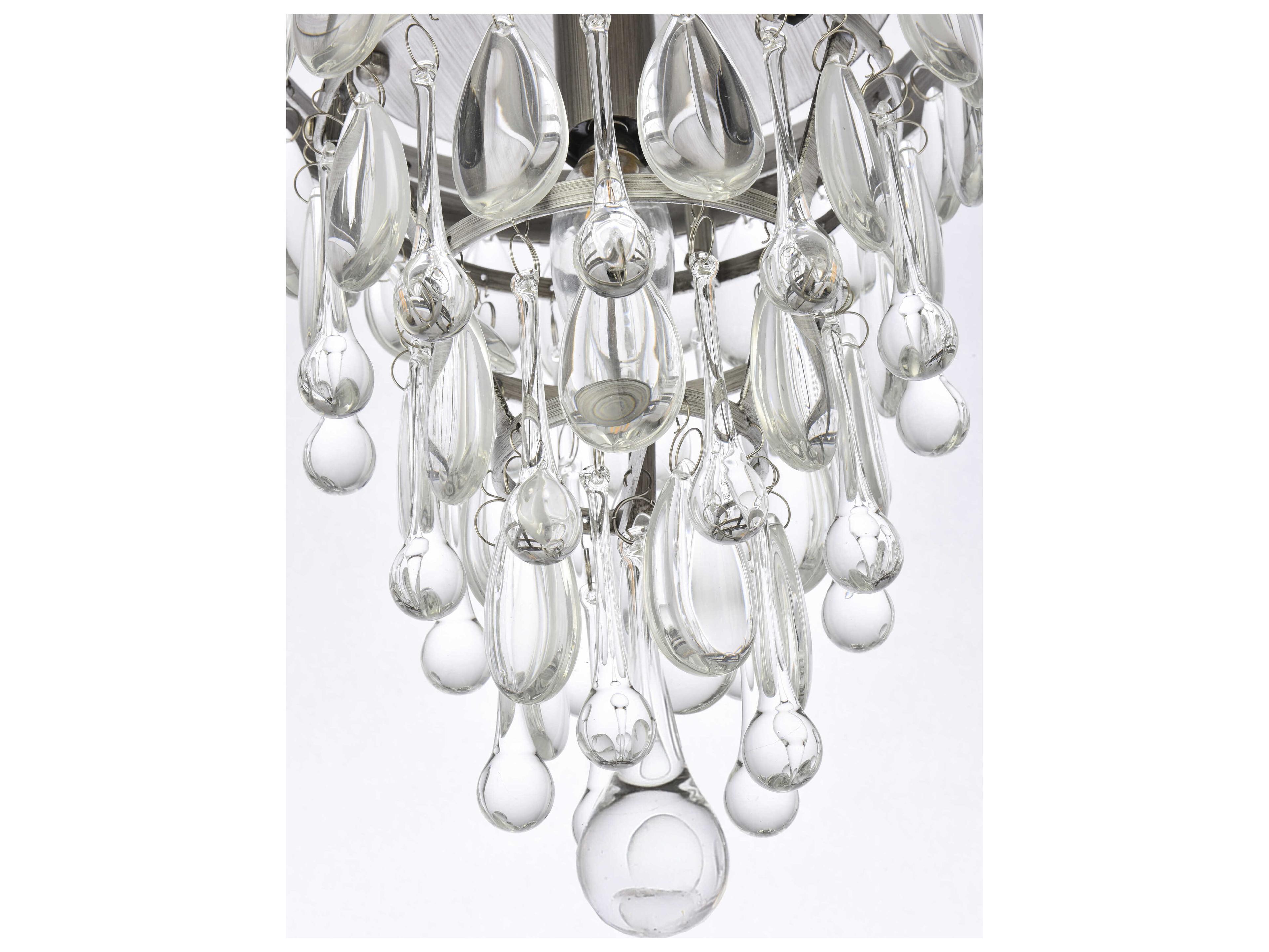 Elegant Lighting Nordic 1-Light Antique Silver Clear Crystal Flush Mount