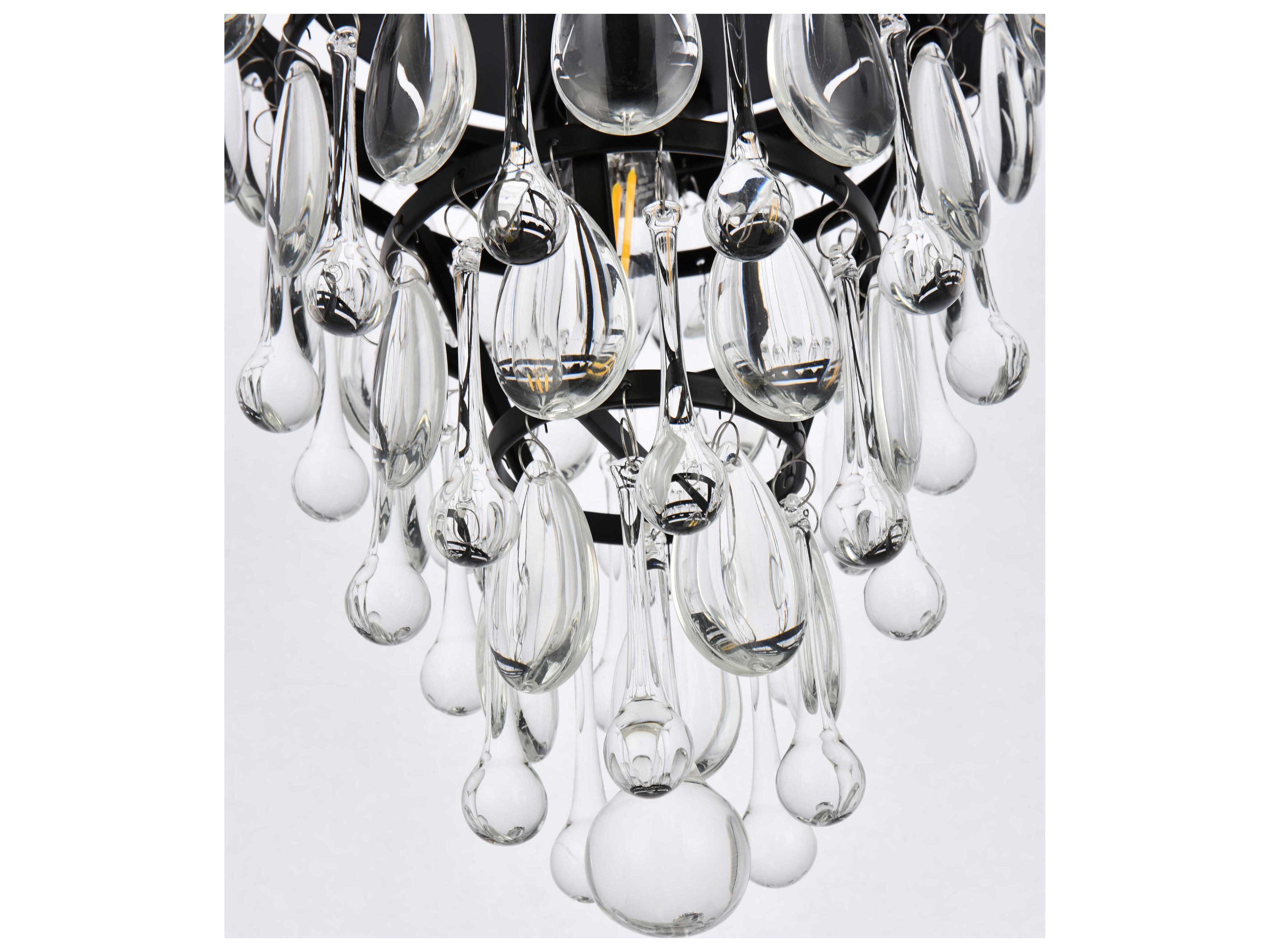 Elegant Lighting Nordic 1-Light Black And Clear Crystal Glass Flush Mount
