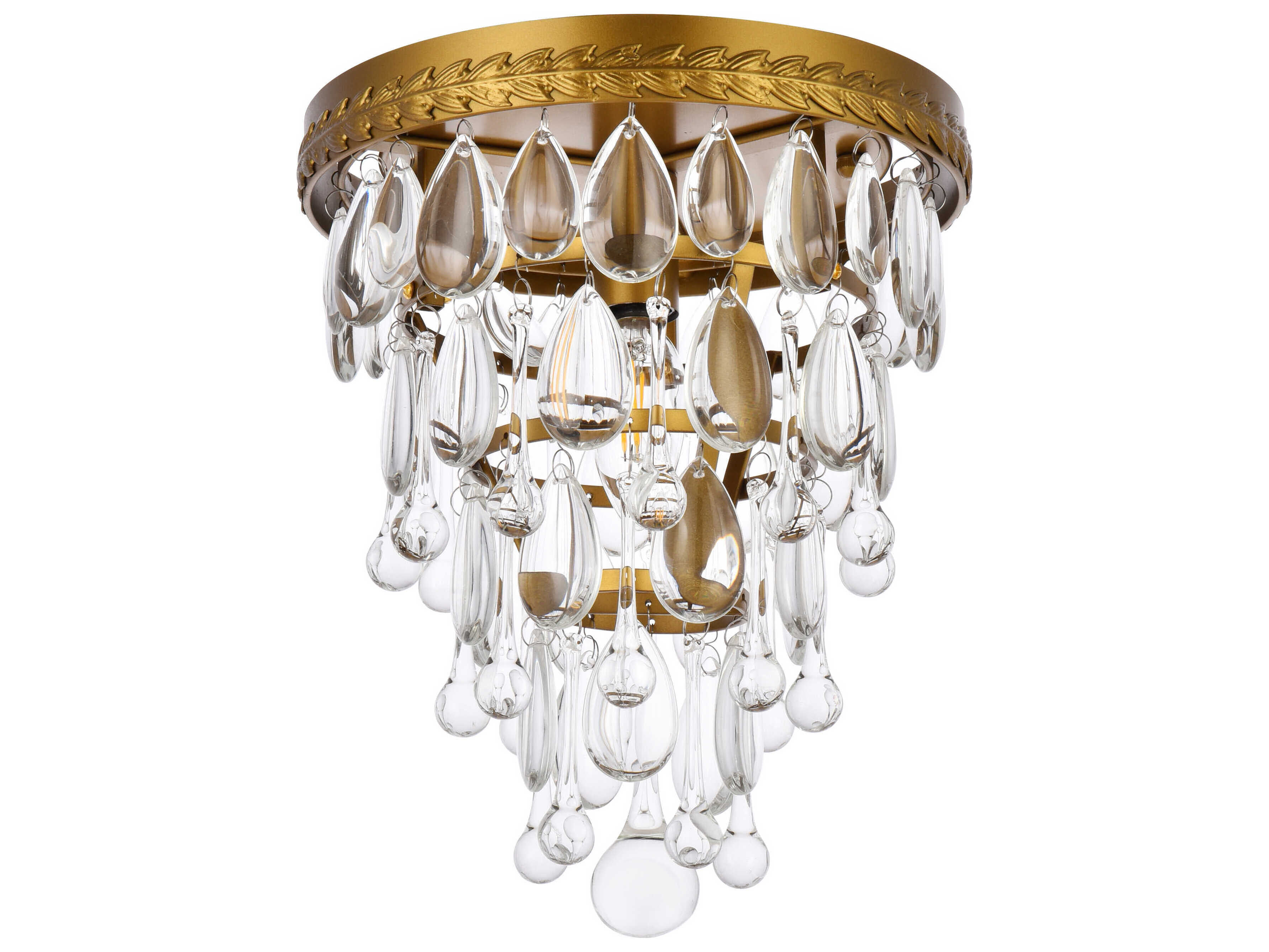 Elegant Lighting Nordic 1-Light Brass And Clear Crystal Glass Flush Mount