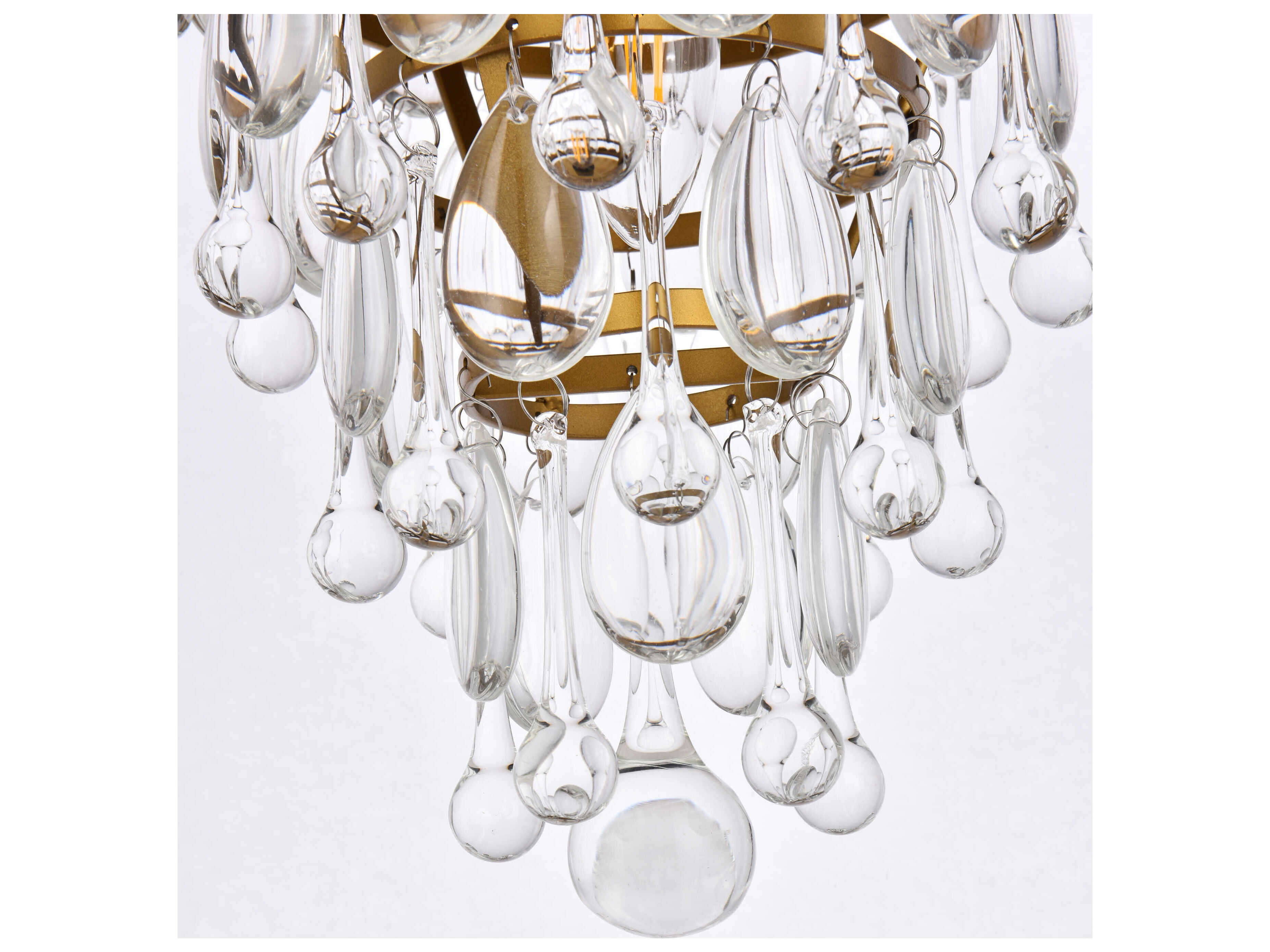 Elegant Lighting Nordic 1-Light Brass And Clear Crystal Glass Flush Mount