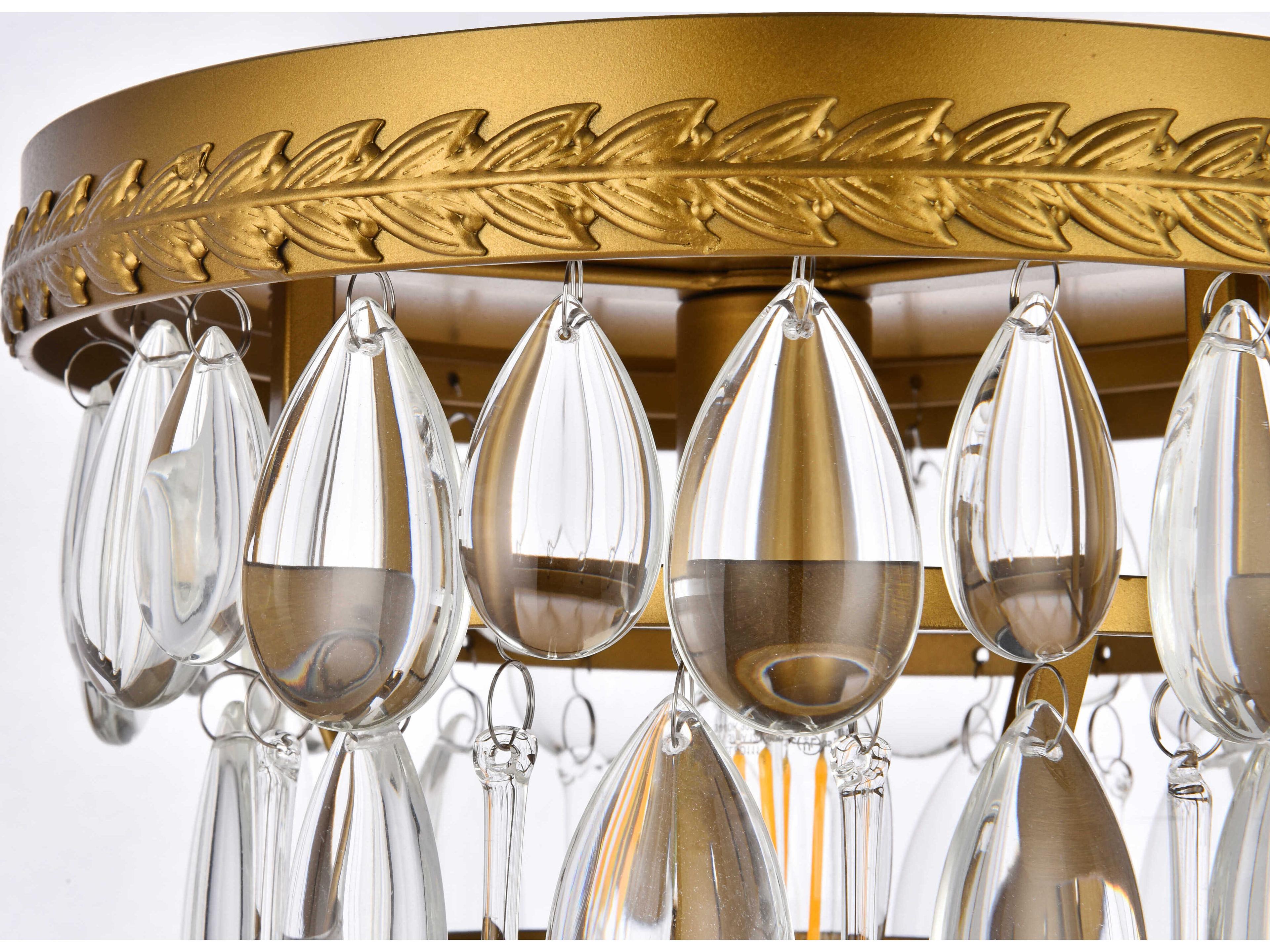 Elegant Lighting Nordic 1-Light Brass And Clear Crystal Glass Flush Mount