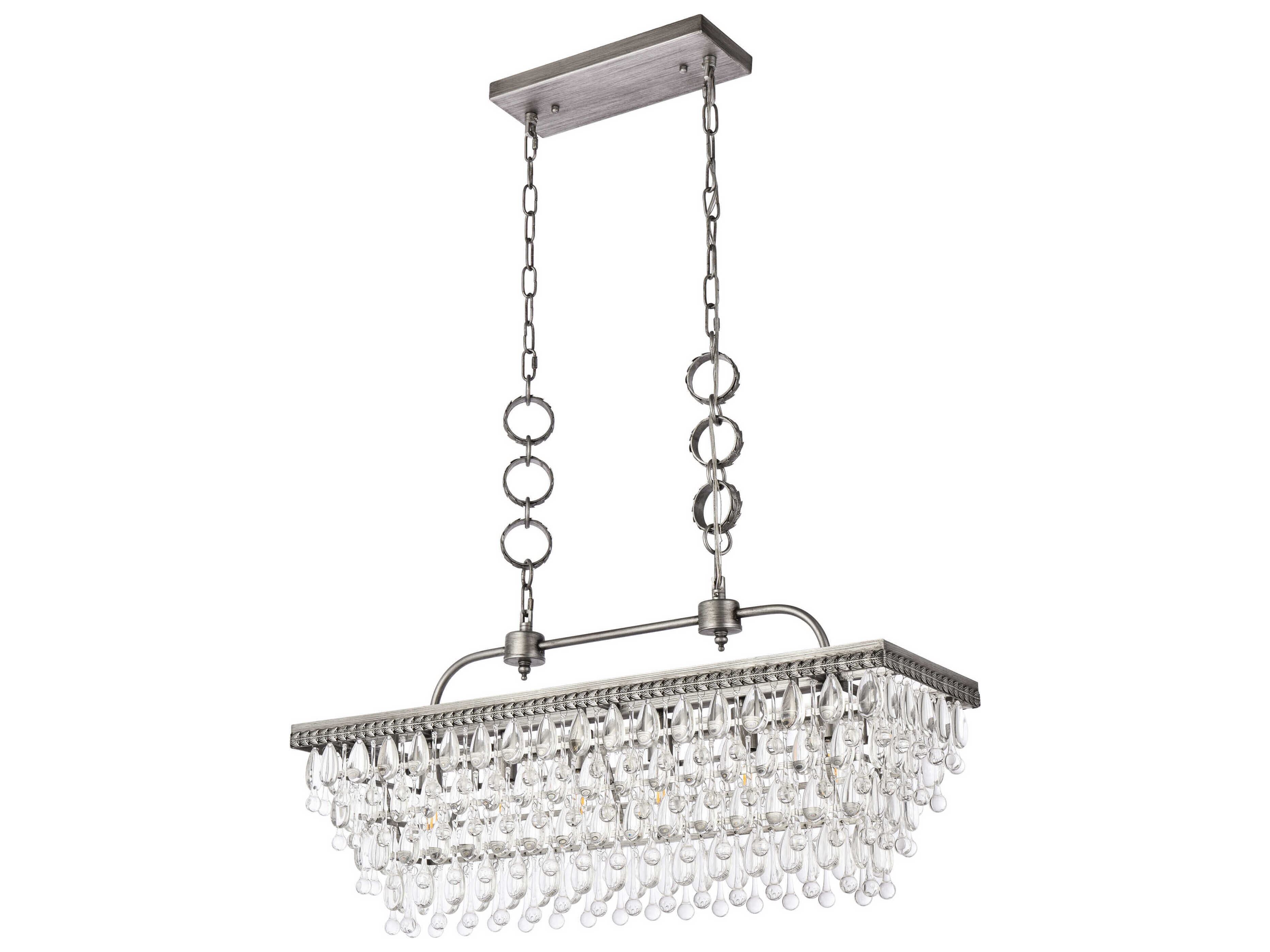 Elegant Lighting Nordic 6-Light Antique Silver Crystal Glass Linear Island Pendant