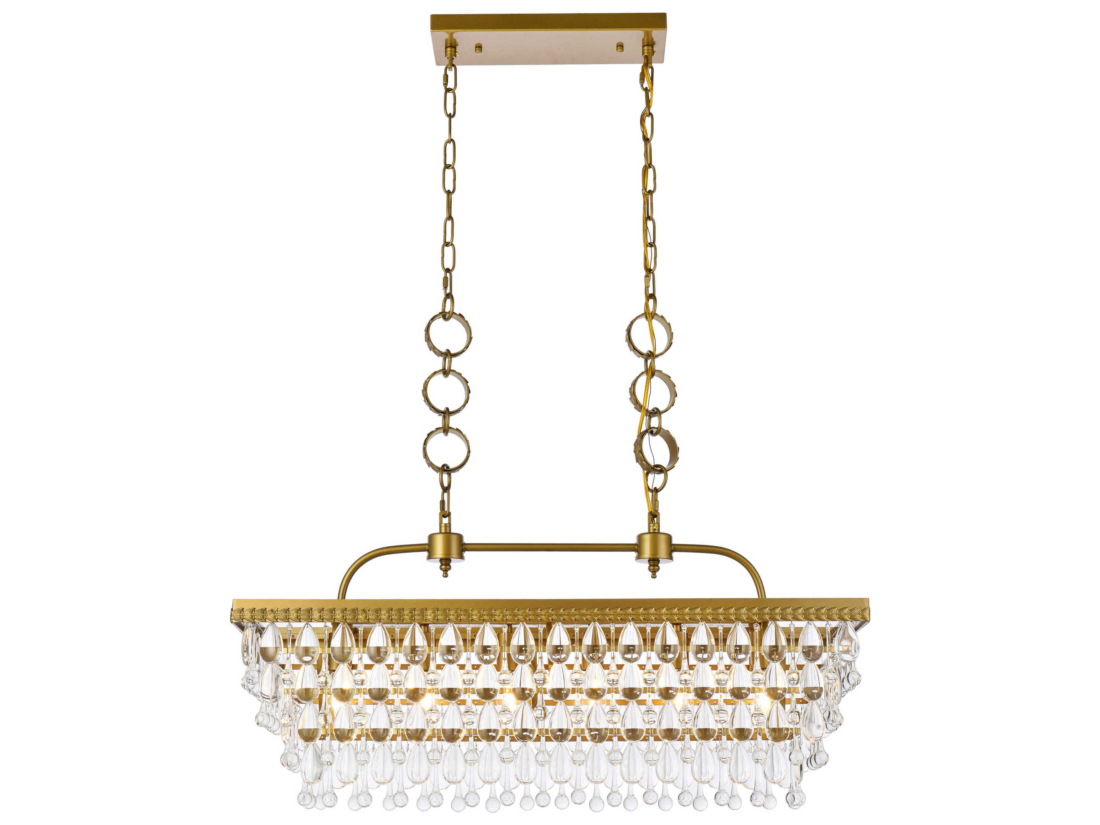 Elegant Lighting Nordic 6-Light Brass Crystal Glass Linear Island Pendant