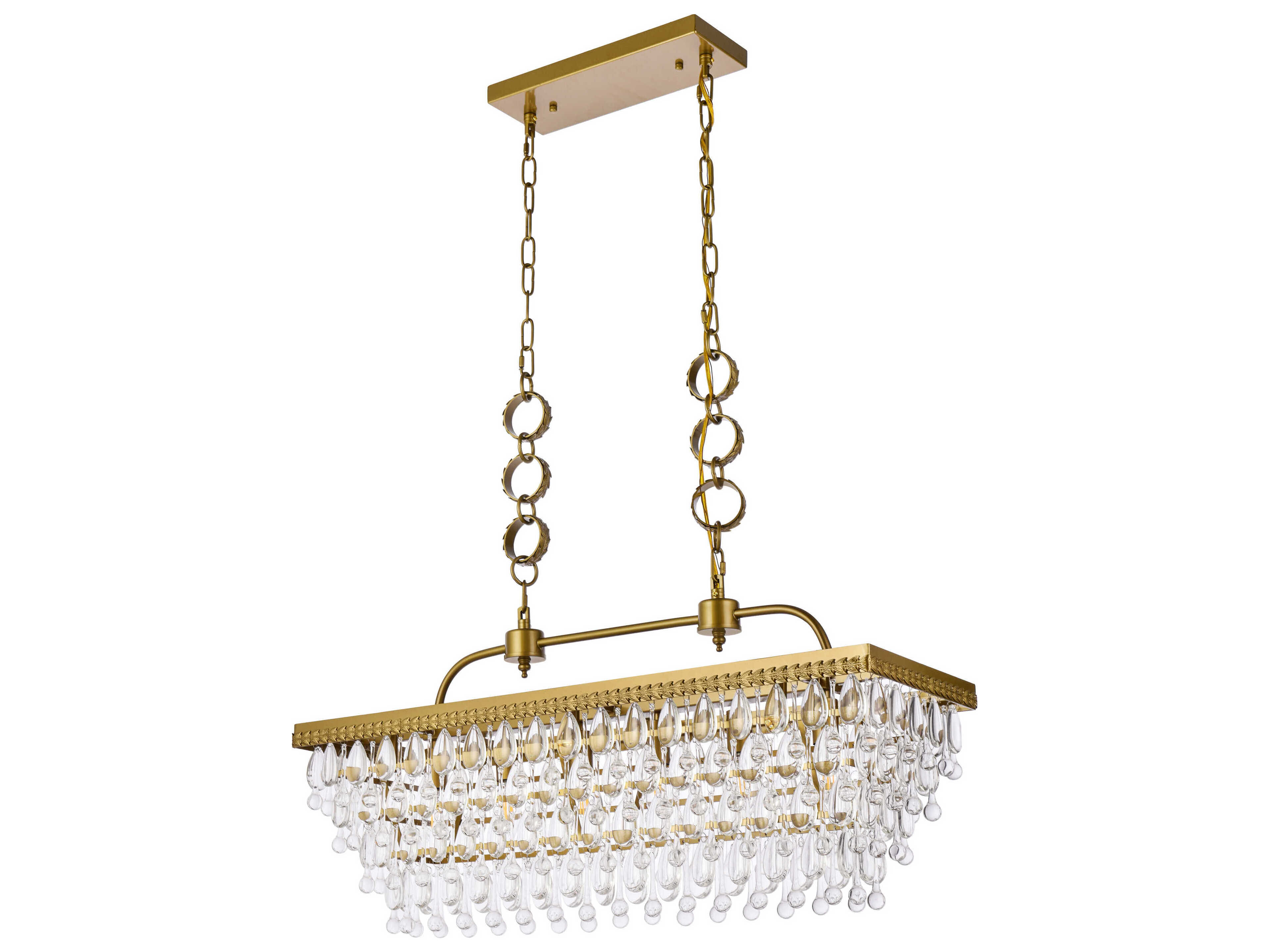 Elegant Lighting Nordic 6-Light Brass Crystal Glass Linear Island Pendant