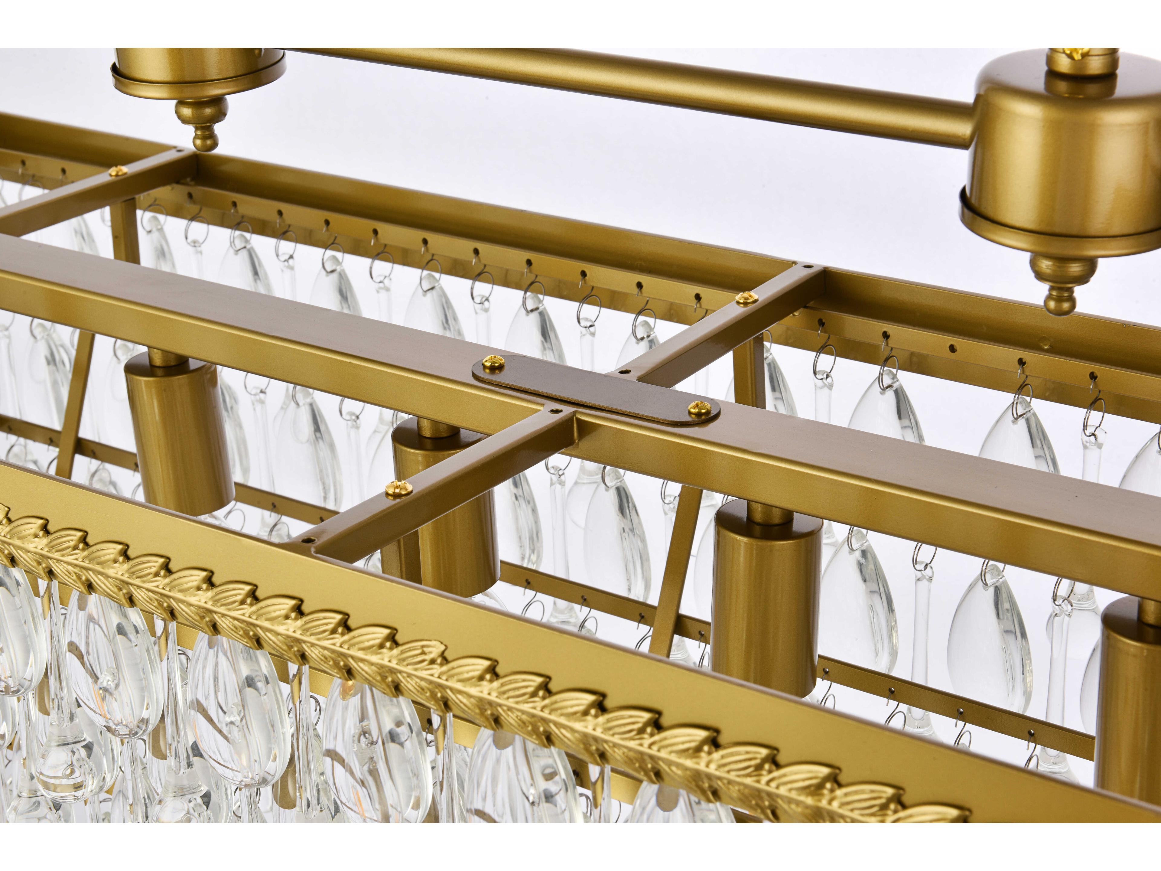 Elegant Lighting Nordic 6-Light Brass Crystal Glass Linear Island Pendant